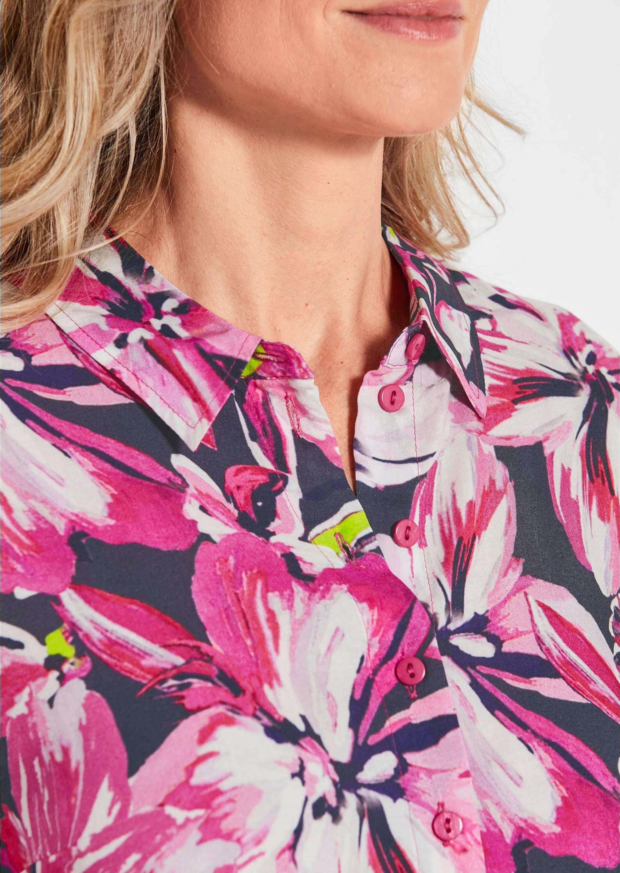 GOLDNER Blusenkleid »Kurzgröße Hemdblusenkleid mit Allover-Print«