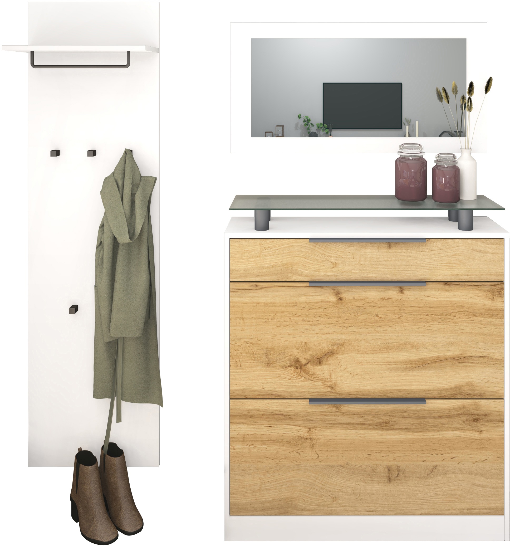 borchardt Möbel Garderoben-Set »Tom«, (3 St.), Schuhschrank stehend