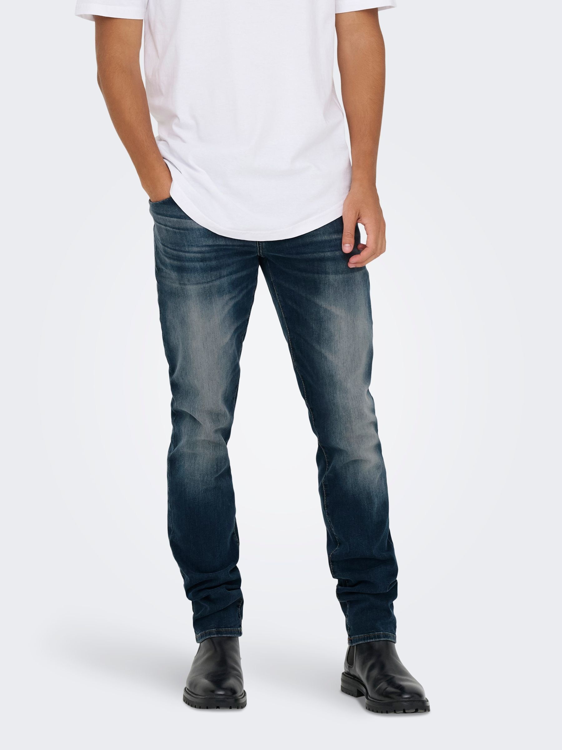 ONLY & SONS Slim-fit-Jeans »ONSLOOM SLIM EBONY 0366« mit niedriger Taille, sehr elastischer Denim