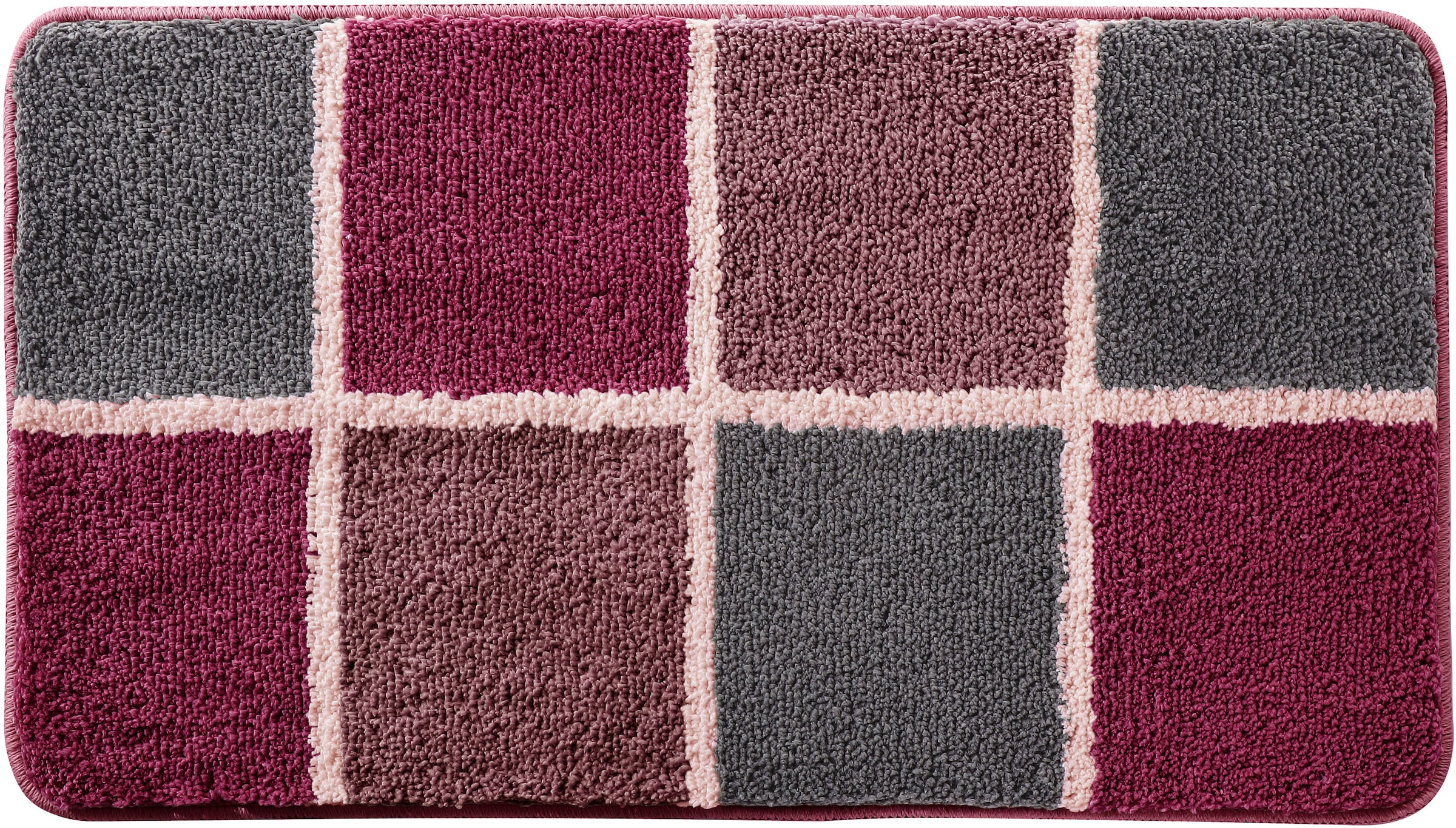 my home Badematte »Anna mit Kachelmuster, Badvorleger, Badezimmer Teppich, Duschvorleger« Höhe 20 mm rutschhemmend beschichtet strapazierfähig Badteppich, Hoch-Tief Effekt, Modern, Weich