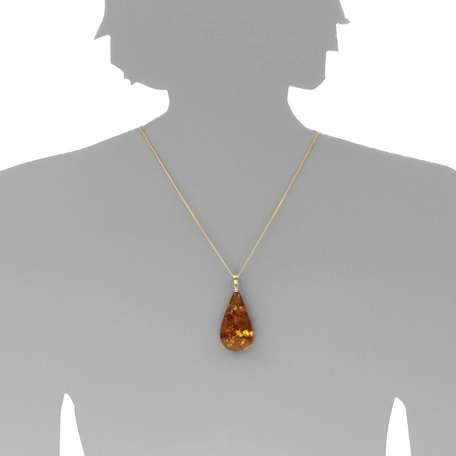 OSTSEE-SCHMUCK Kette mit Anhänger »- Tropfen ca. 42 mm lang - Silber 925/000, vergoldet - Bernstein«
