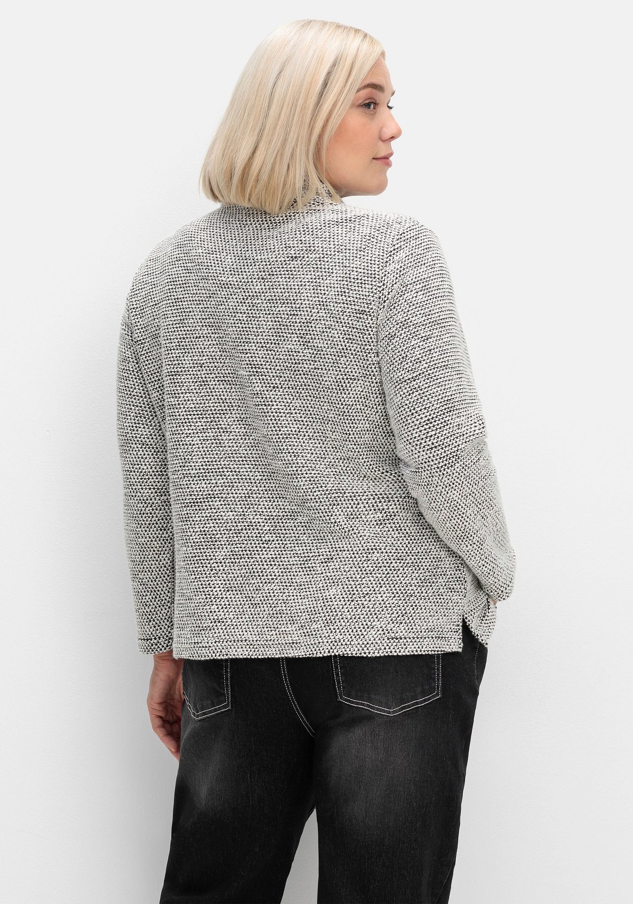 Sheego Sweatshirt »Sweatshirt in weicher Bouclé-Qualität, mit Troyerkragen«, in weicher Bouclé-Qualität, mit Troyerkragen