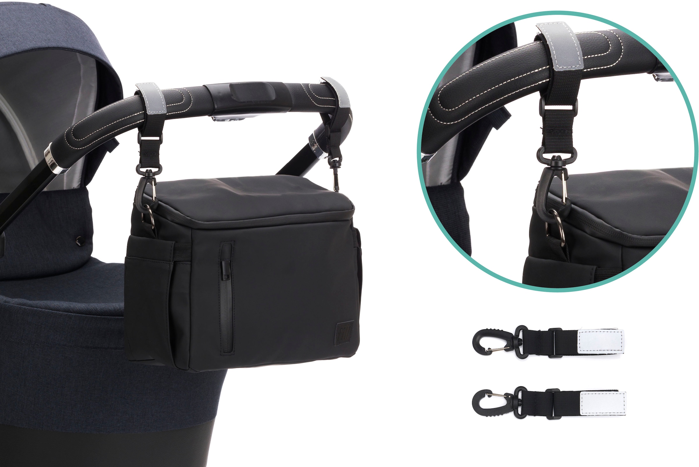 Fillikid Kinderwagen-Tasche »Buggy Organizer Larvik, schwarz«, inkl. Wickelunterlage