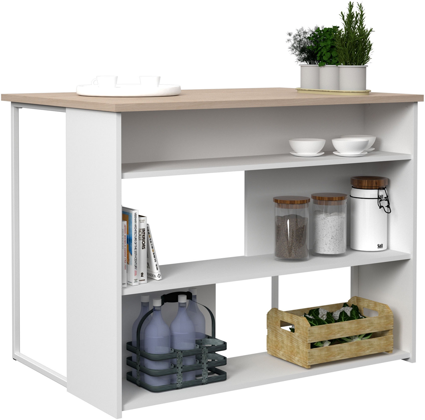 Parisot Schrank-Set »Socool 1, Theke und Küchenbuffet, Made in Europe, viel Stauraum«, (2 St.), TOPSELLER! Theke als Tresen nutzbar