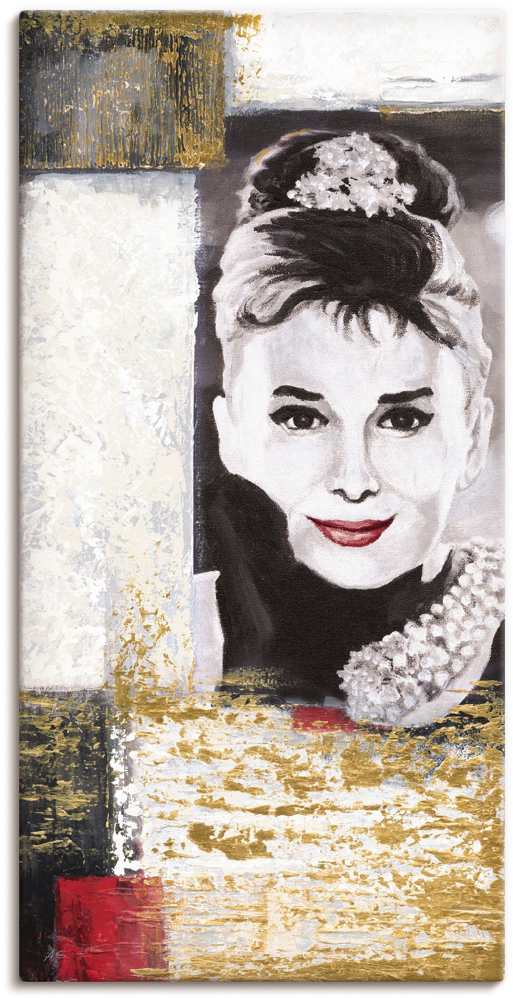 Artland Wandbild »Hollywood Legenden VI - Audrey Hepburn«, Porträts, (1 St.), in vielen Größen & Produktarten -Leinwandbild, Poster, Wandaufkleber / Wandtattoo auch für Badezimmer geeignet