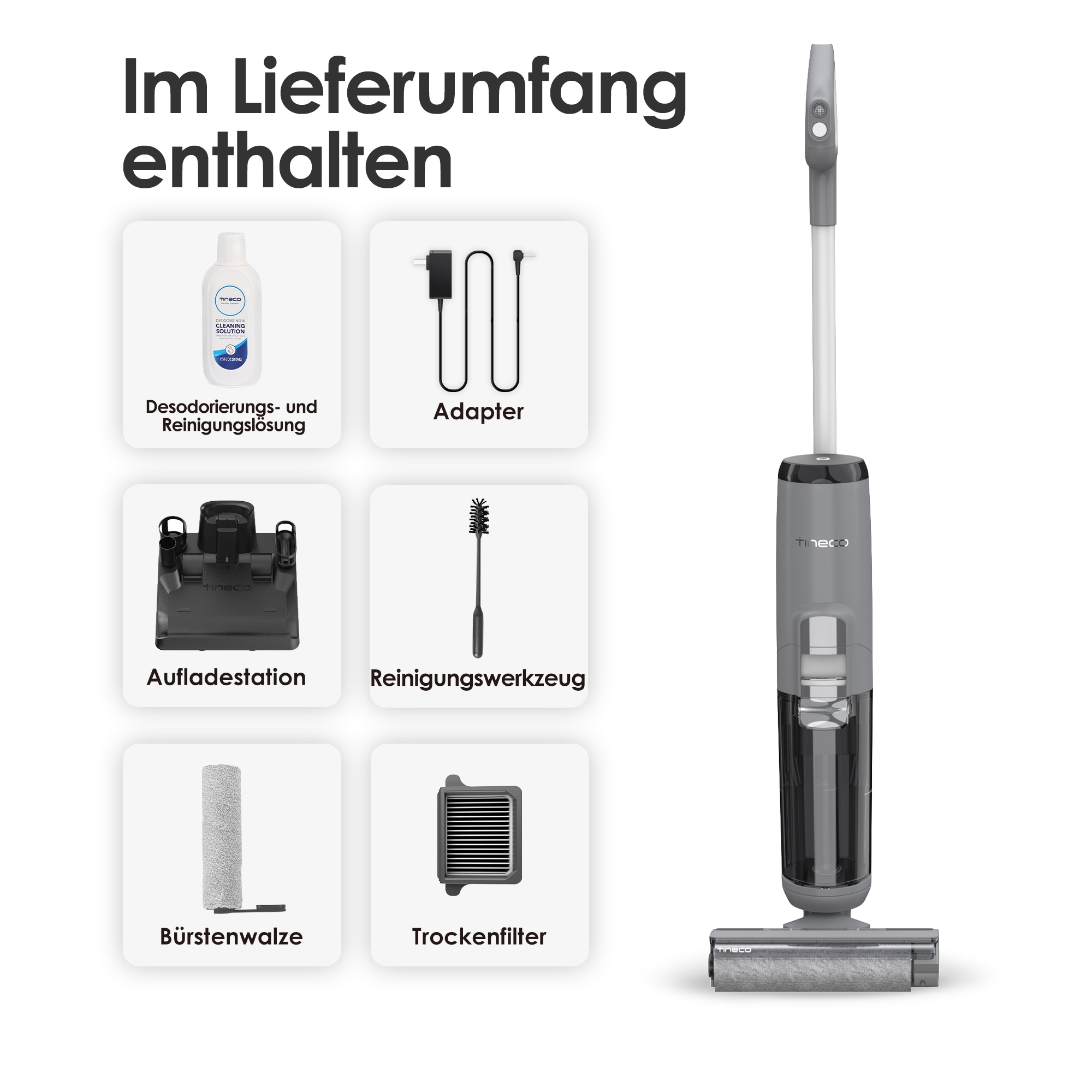 Tineco Nass-Trocken-Sauger »Tineco iFLOOR 5 Breeze mit automatischer Selbstreinigung« beutellos, 35 Min Akku, Tierhaarfilter, Hartbodenreiniger, Doppeltank