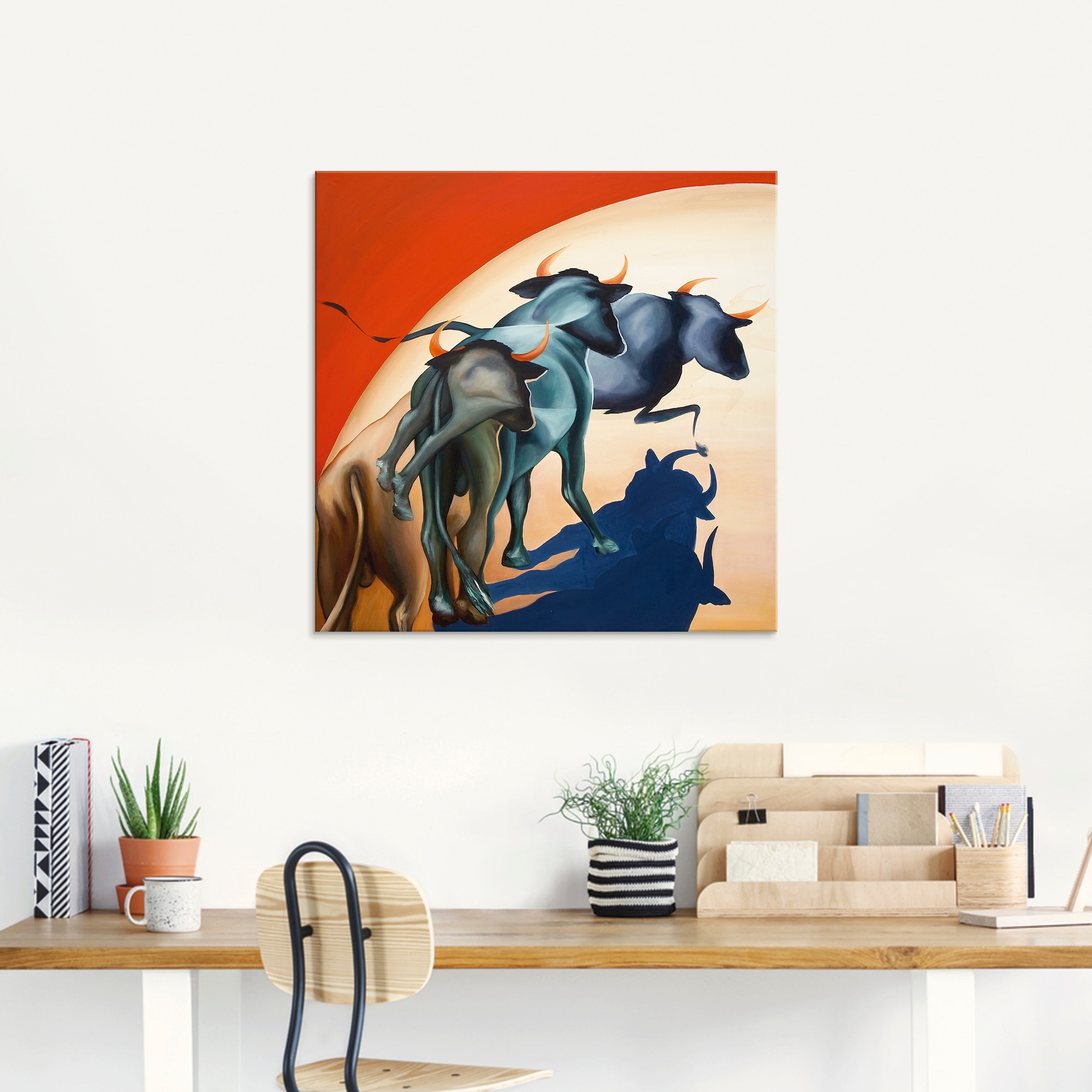 Artland Glasbild »Stiere«, Wildtiere, (1 St.), in verschiedenen Größen