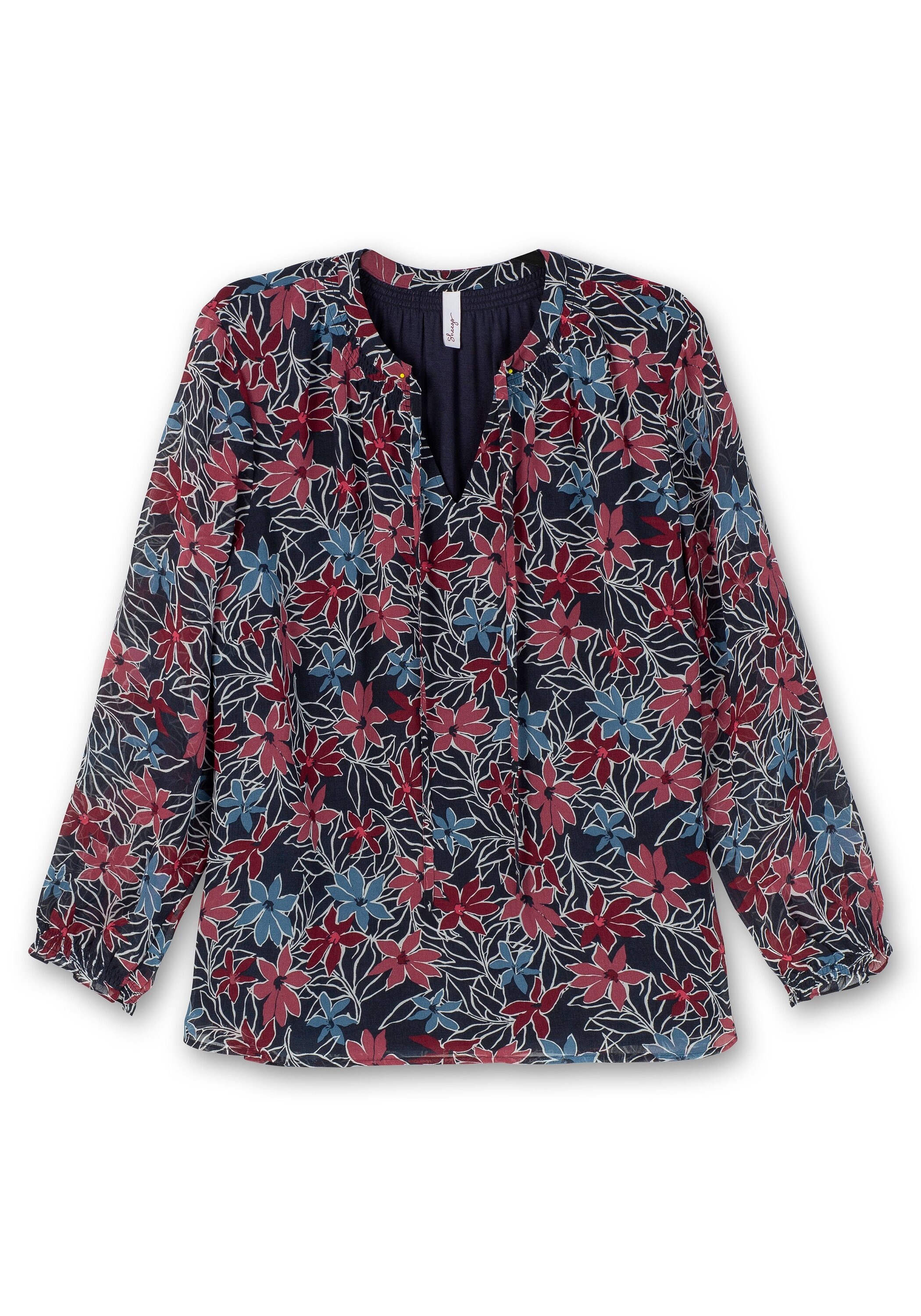 Sheego Chiffontunika »Chiffontunika mit Blumendruck und blickdichtem Futter«, mit Blumendruck und blickdichtem Futter