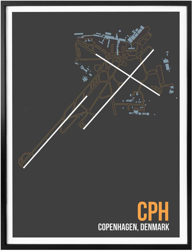 Wall-Art Poster »Wandbild CPH Grundriss Kopenhagen«, Grundriss, (1 St.), Poster ohne Bilderrahmen