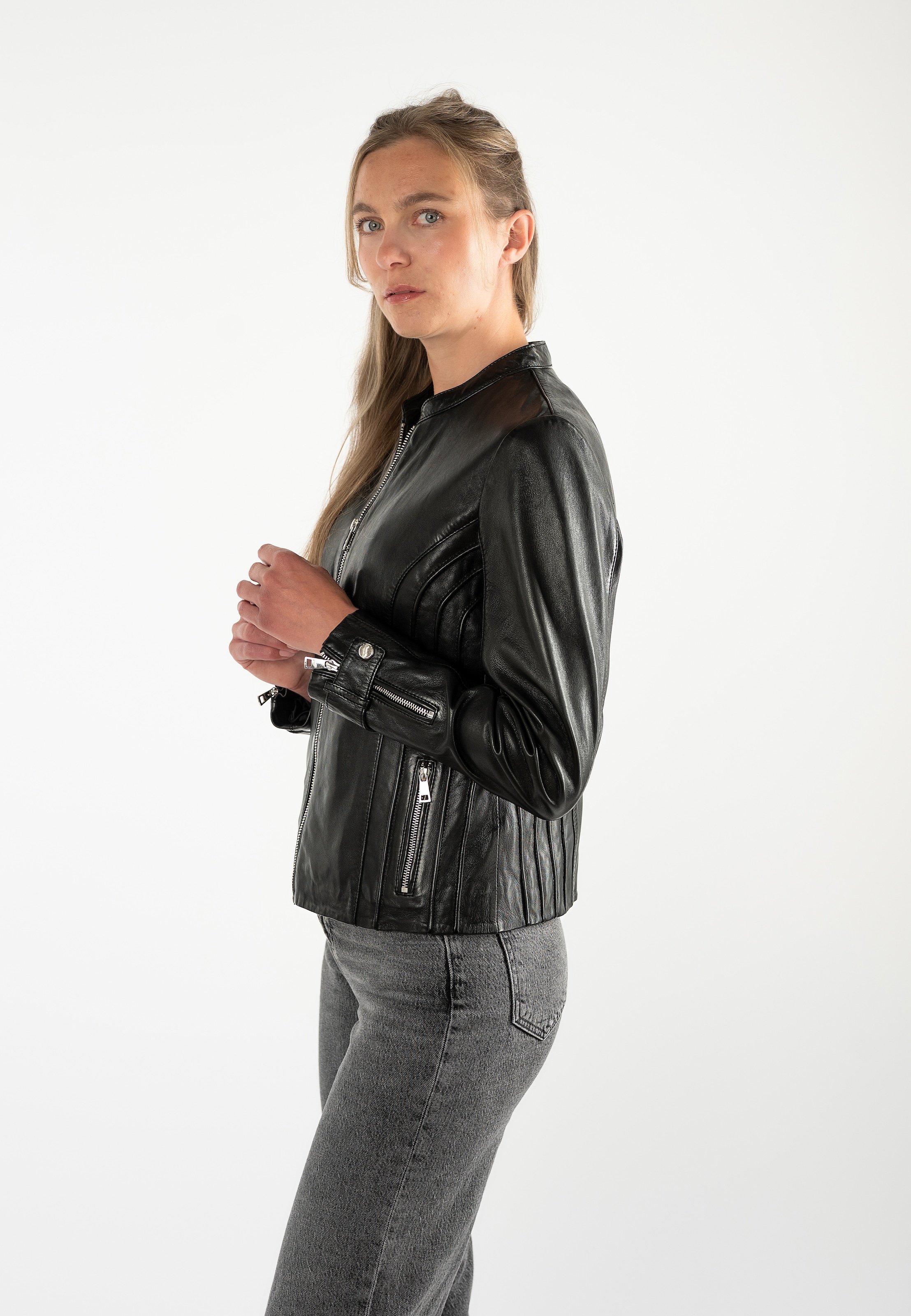 Mauritius Lederjacke »MWLuciana« mit kurzem Stehkragen