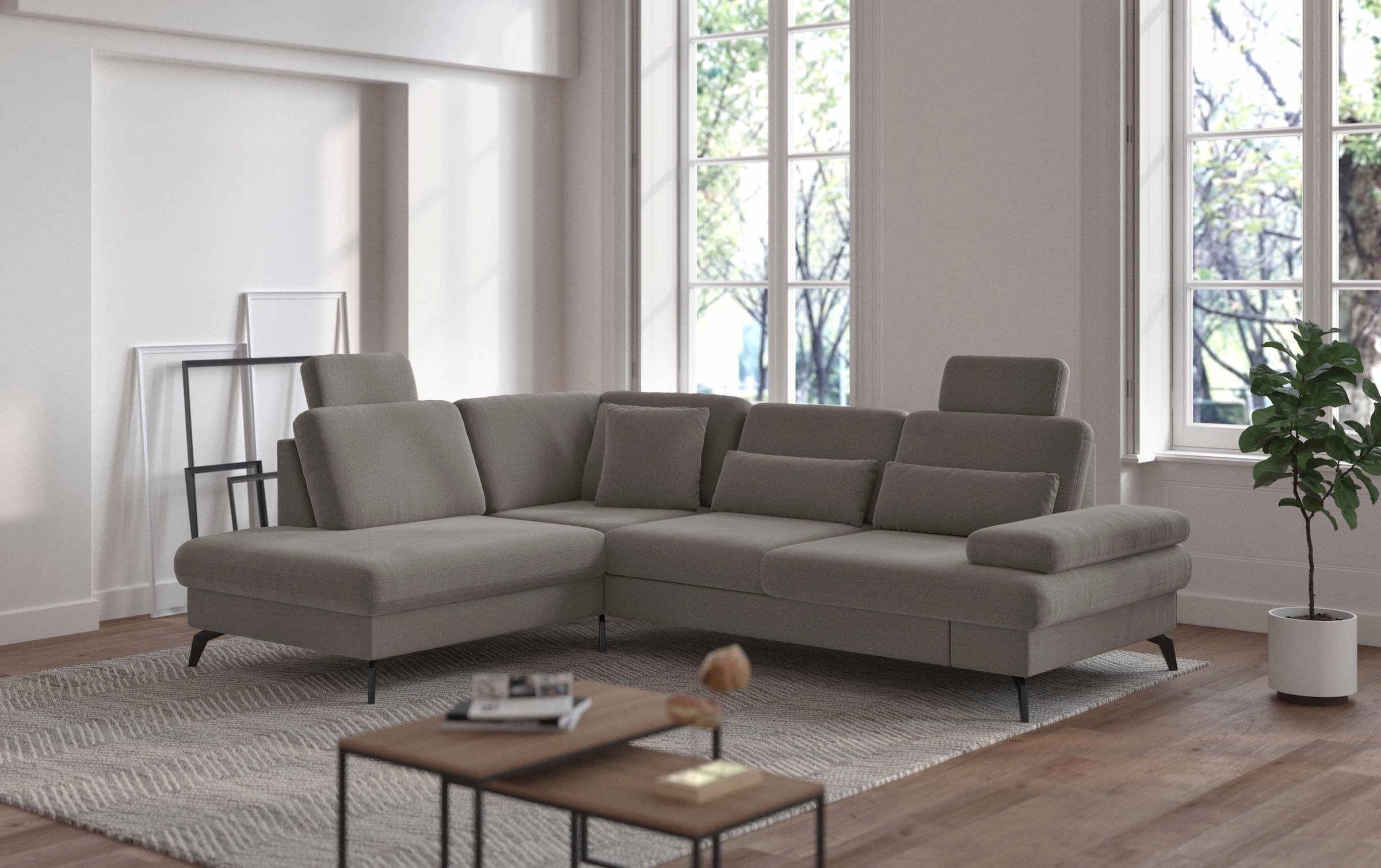 sit&more Ecksofa »Morris L-Form, inkl. Sitztiefenverstellung«, wahlweise mit Armteilverstellung, Bettfunktion & Bettkasten