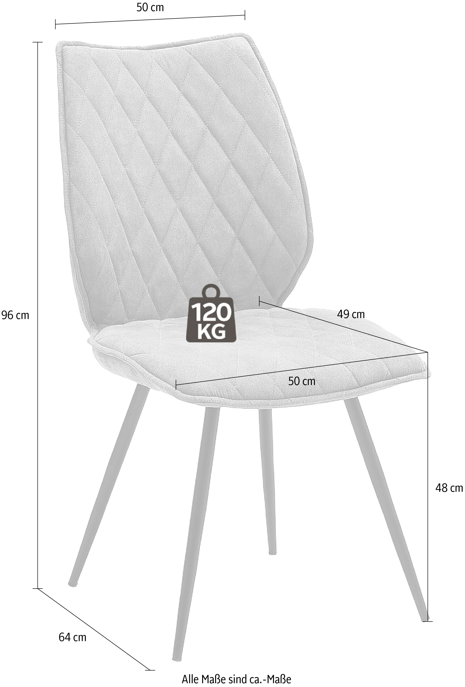 MCA furniture 4-Fußstuhl »Navarra«, 2 St., 2-er Set mit Stoffbezug, Komfortsitzhöhe 48 cm, belastbar bis 120 kg