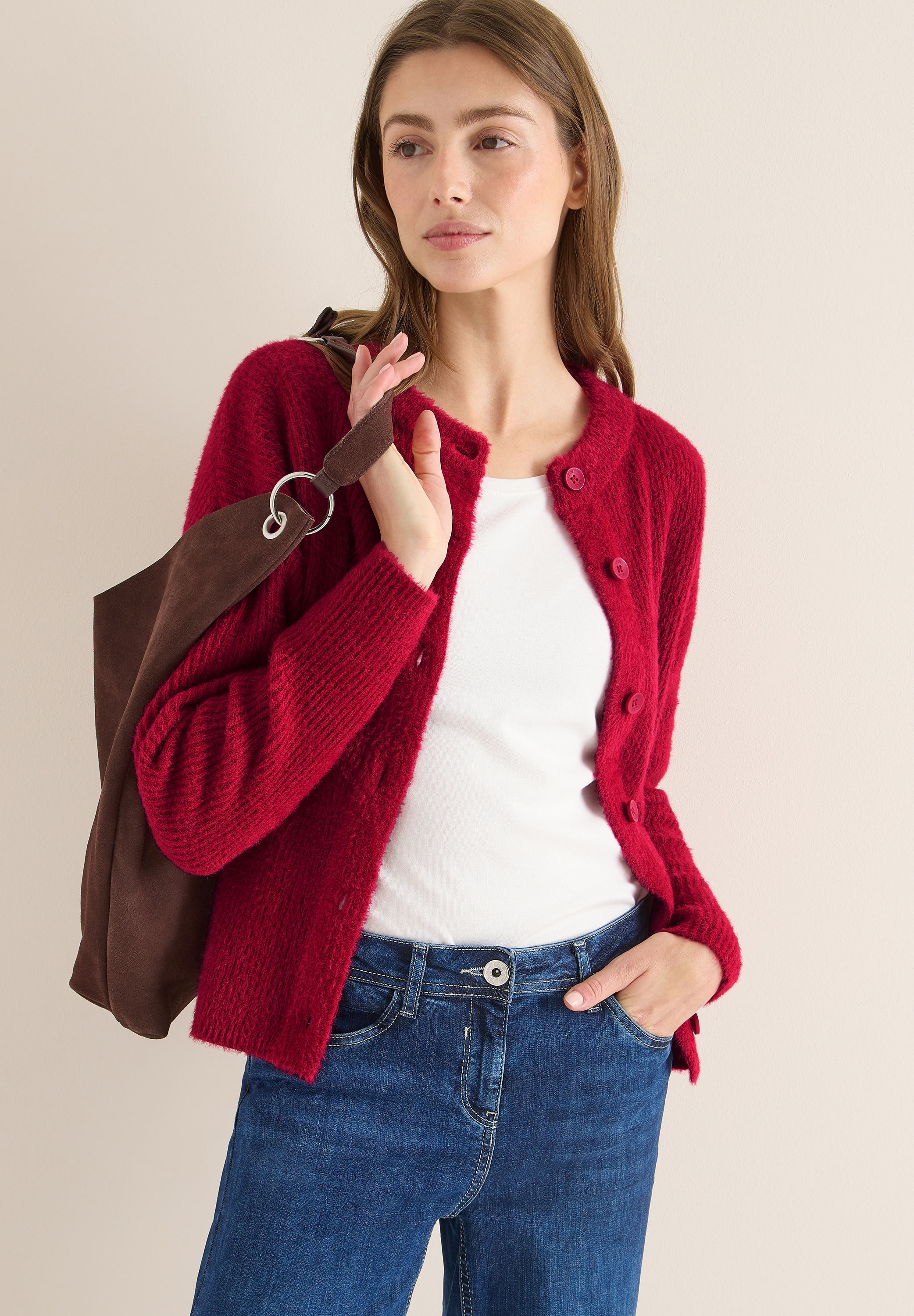 Cecil Strickjacke mit Rippstruktur