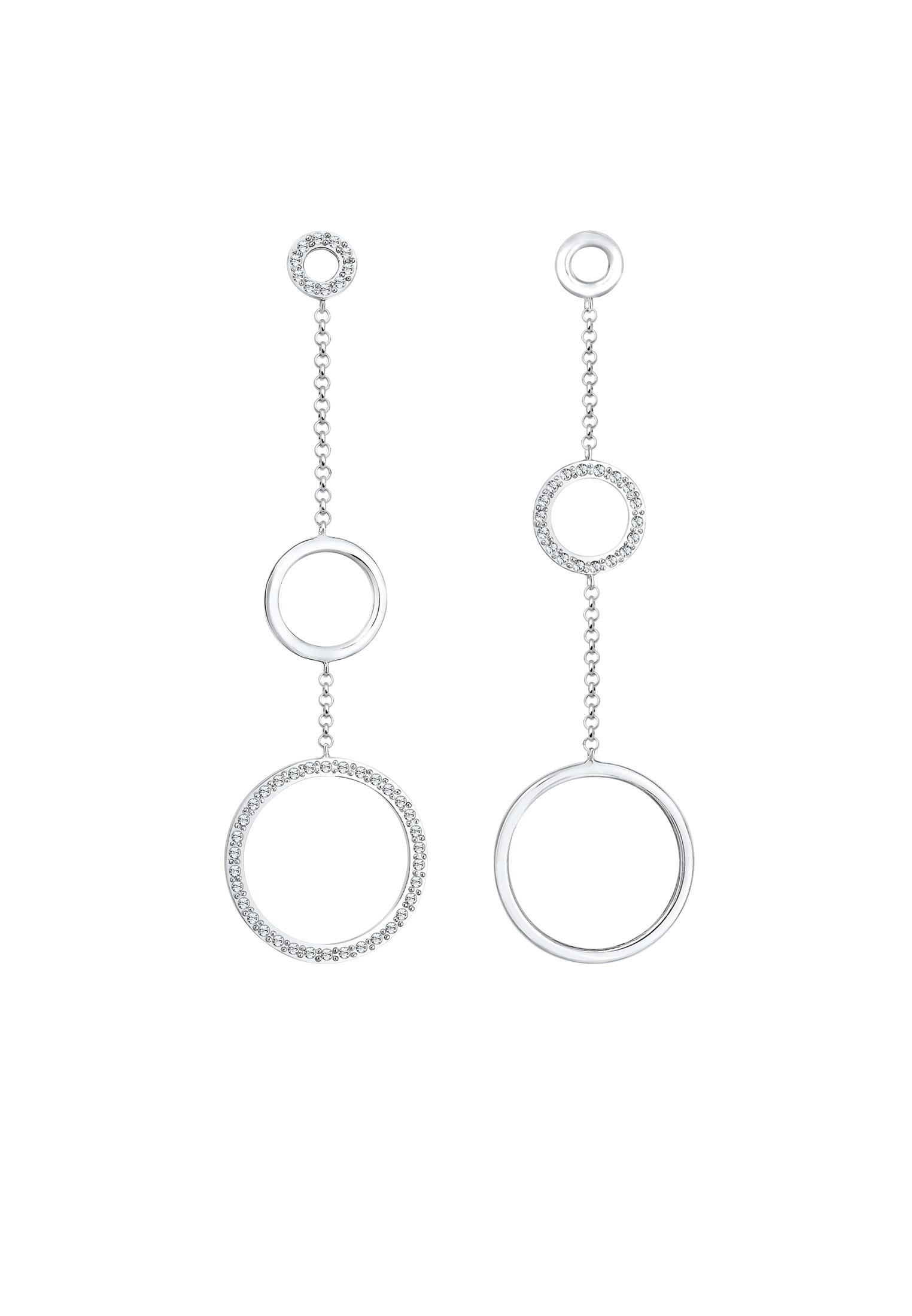 Elli Premium Paar Ohrhänger »Ohrringe Ohrhänger lang Kreis Glas Kristalle Weiß 925 Sterling Silver«