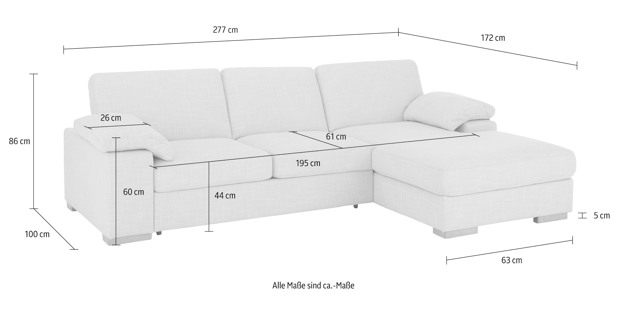 Home affaire Ecksofa »Ventura L-Form« wahlweise mit Bettfunktion und Bettfunktion/Bettkasten