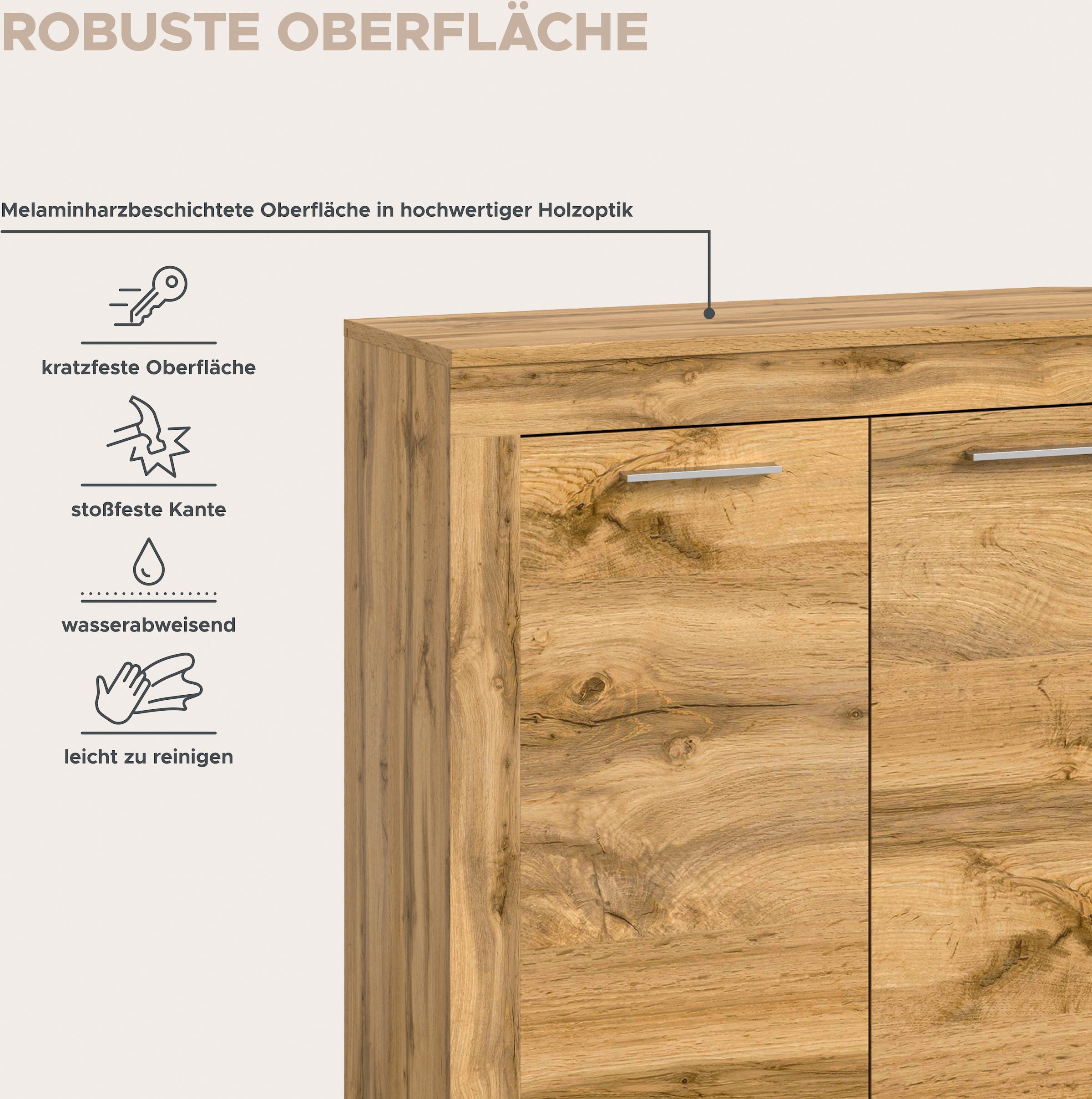 INOSIGN Wohnwand »Aosta, Breite 330cm, best. aus Highboard, Lowboard, Wandboard, Vitrine« 4 Stk. tlg.