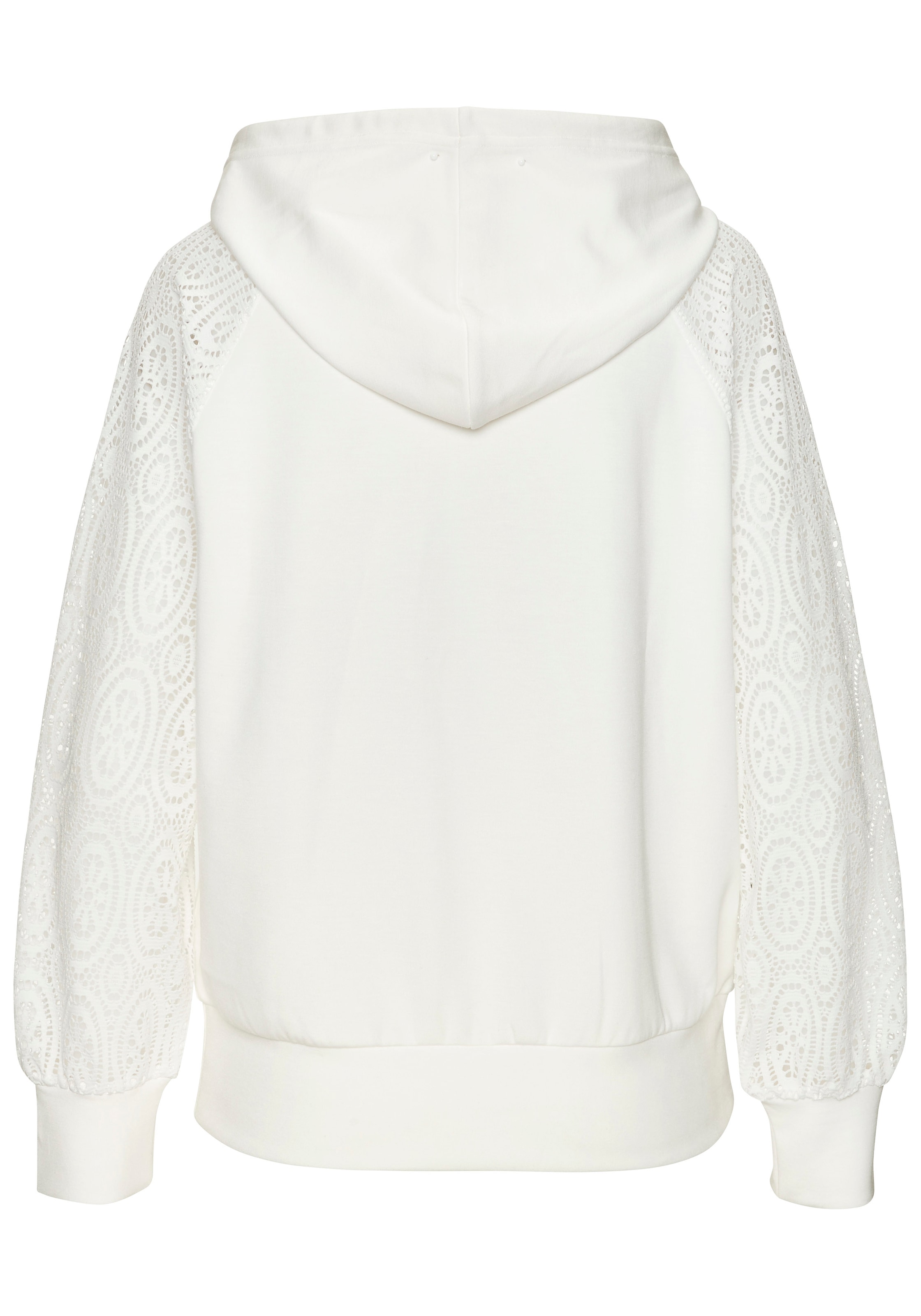 LASCANA Kapuzensweatshirt , mit Ärmeln aus elastischer Spitze
