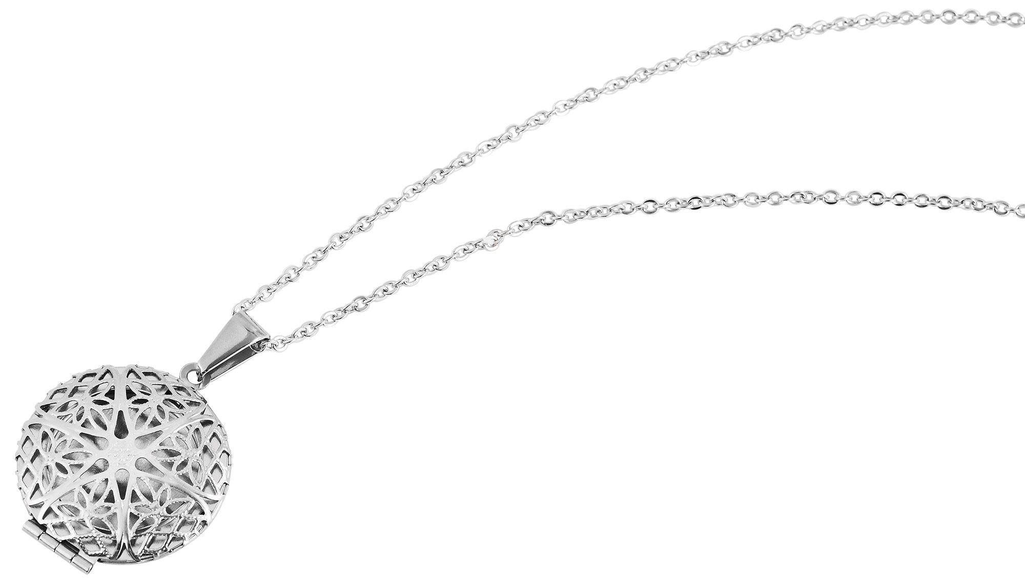 Adelia´s Gliederkette »Damen Halskette ¿ Ankerkette Medaillon aus Edelstahl 43 cm«