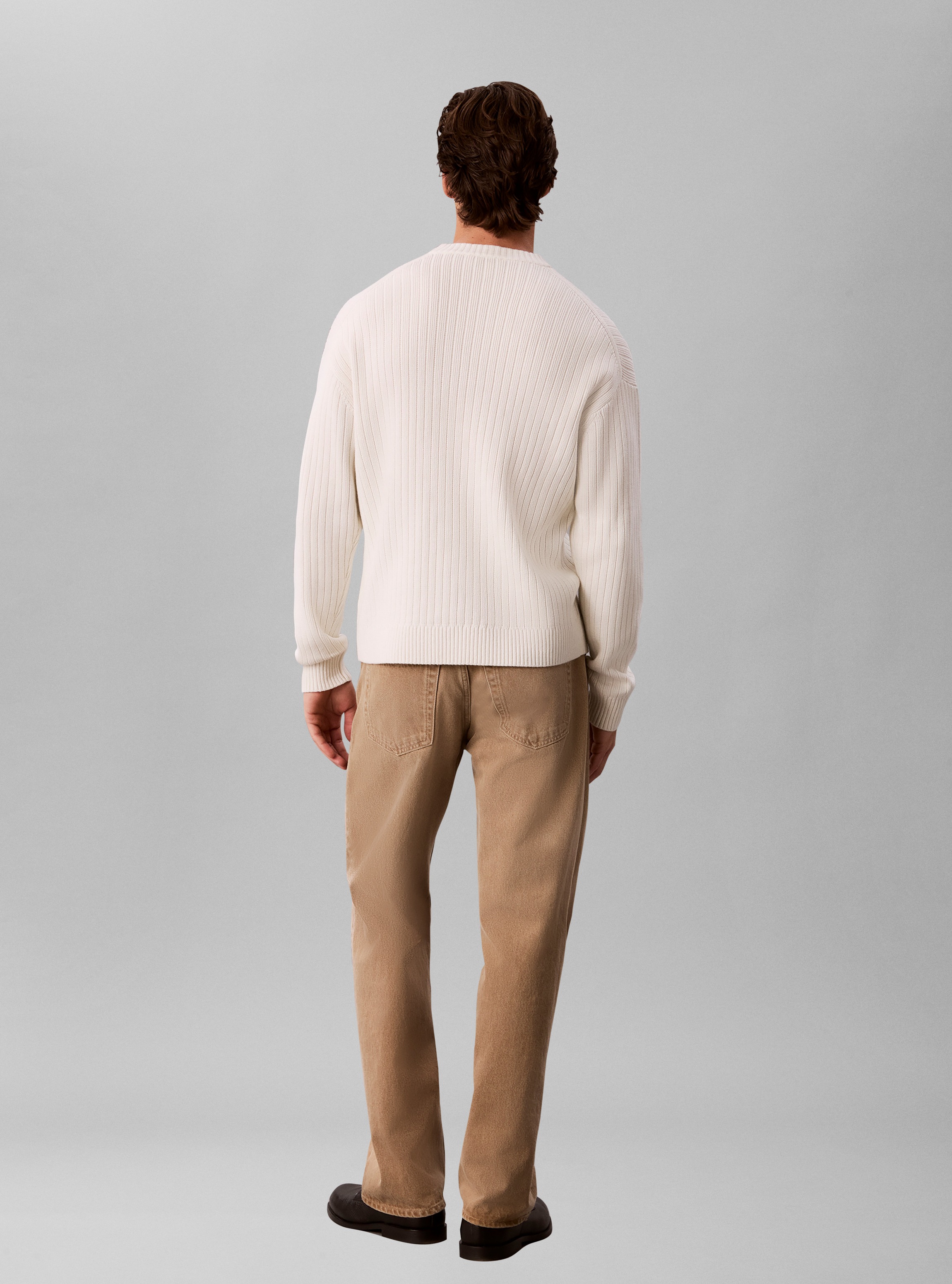 Calvin Klein Jeans Strickpullover Rippstrick, Regular Fit, Logo-Stickerei