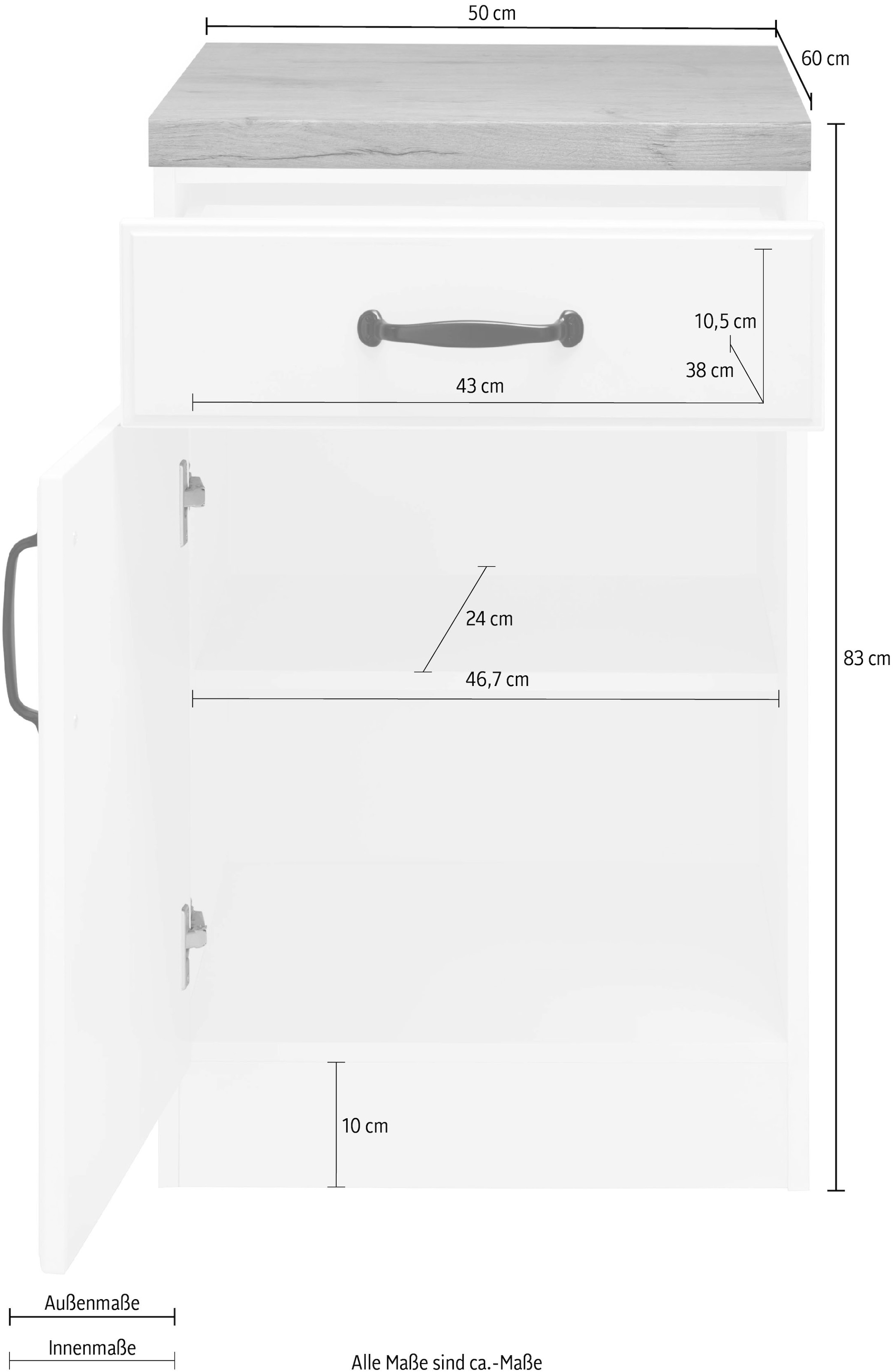 wiho Küchen Unterschrank »Erla«, 50 cm breit mit Kassettenfront