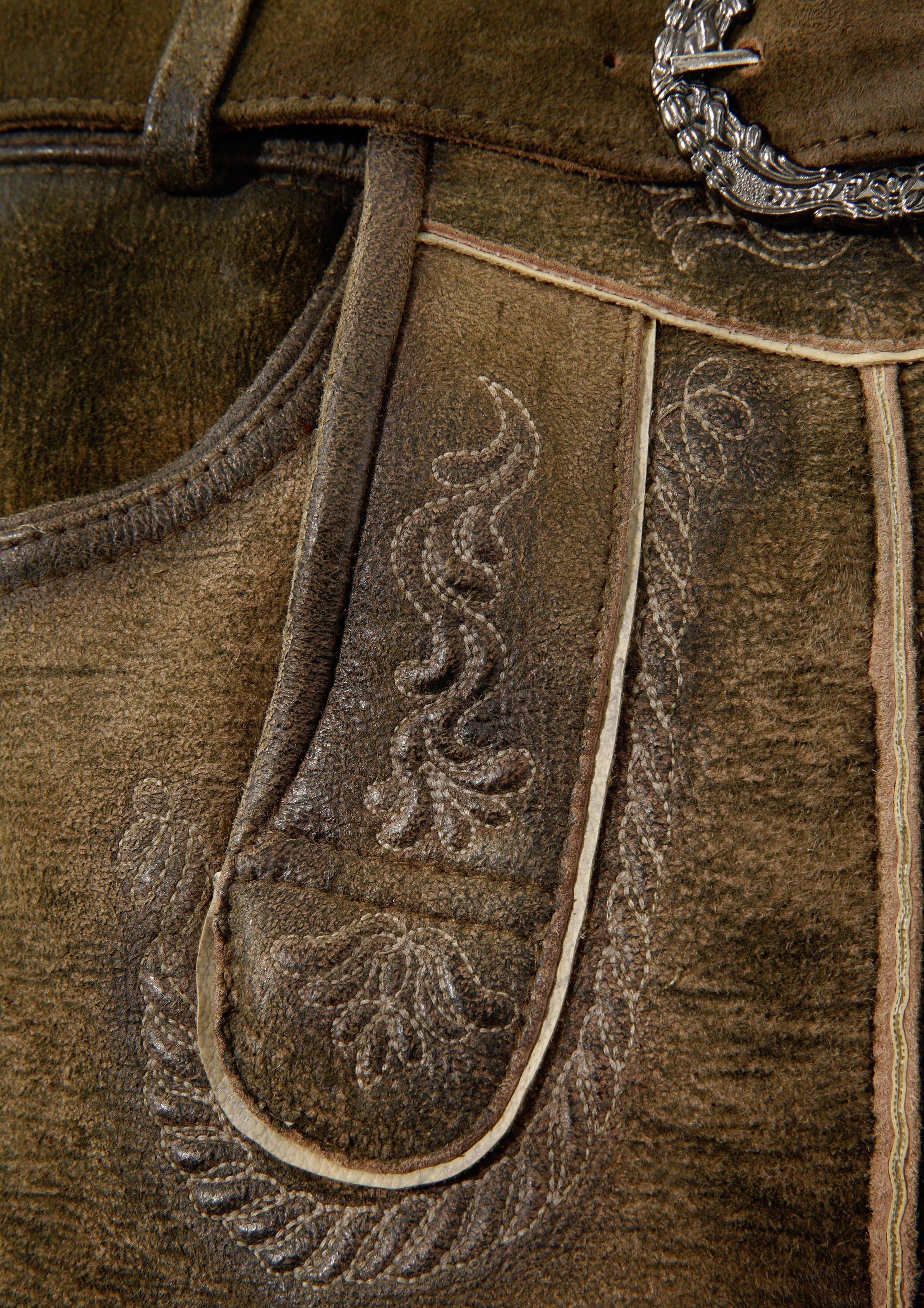 Hammerschmid Trachtenlederhose, (2 tlg., mit Gürtel), Kinder im Used Look