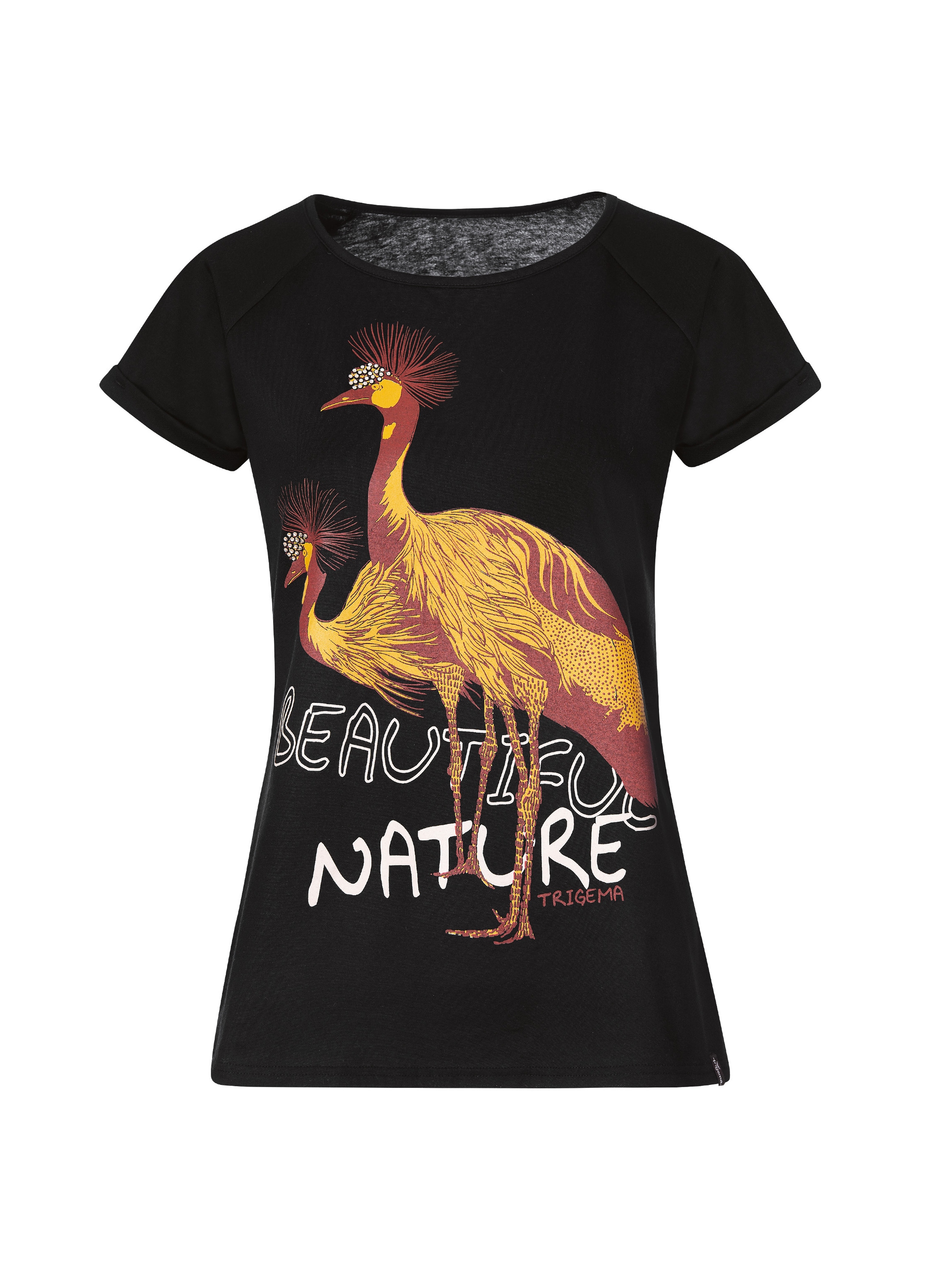 Trigema Kurzarmshirt, mit Strass und Vogelmotiv