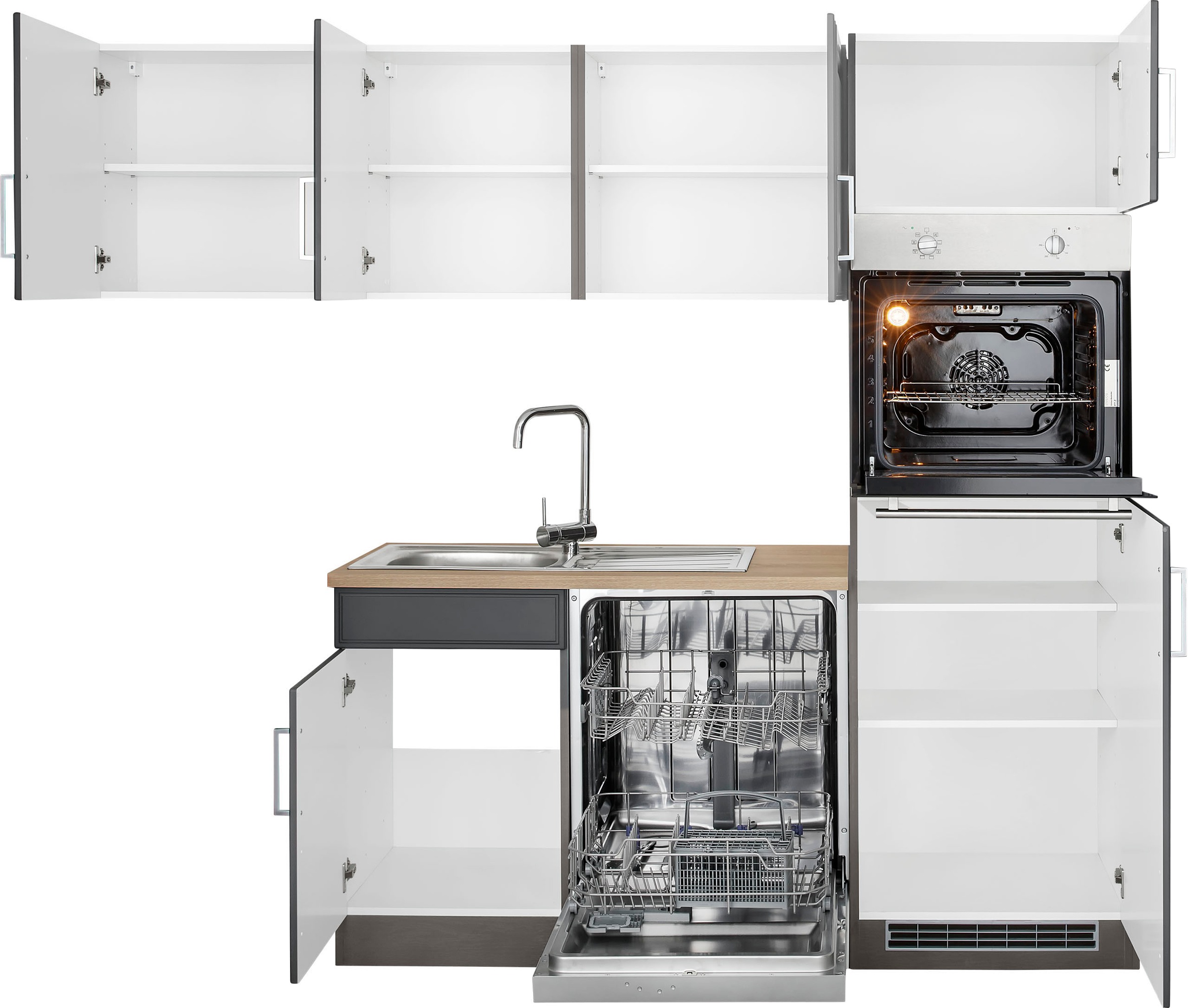 KOCHSTATION Winkelküche »KS-Stockholm« Stellbreite 230/170 cm, mit hochwertigen MDF Fronten im Landhaus-Stil