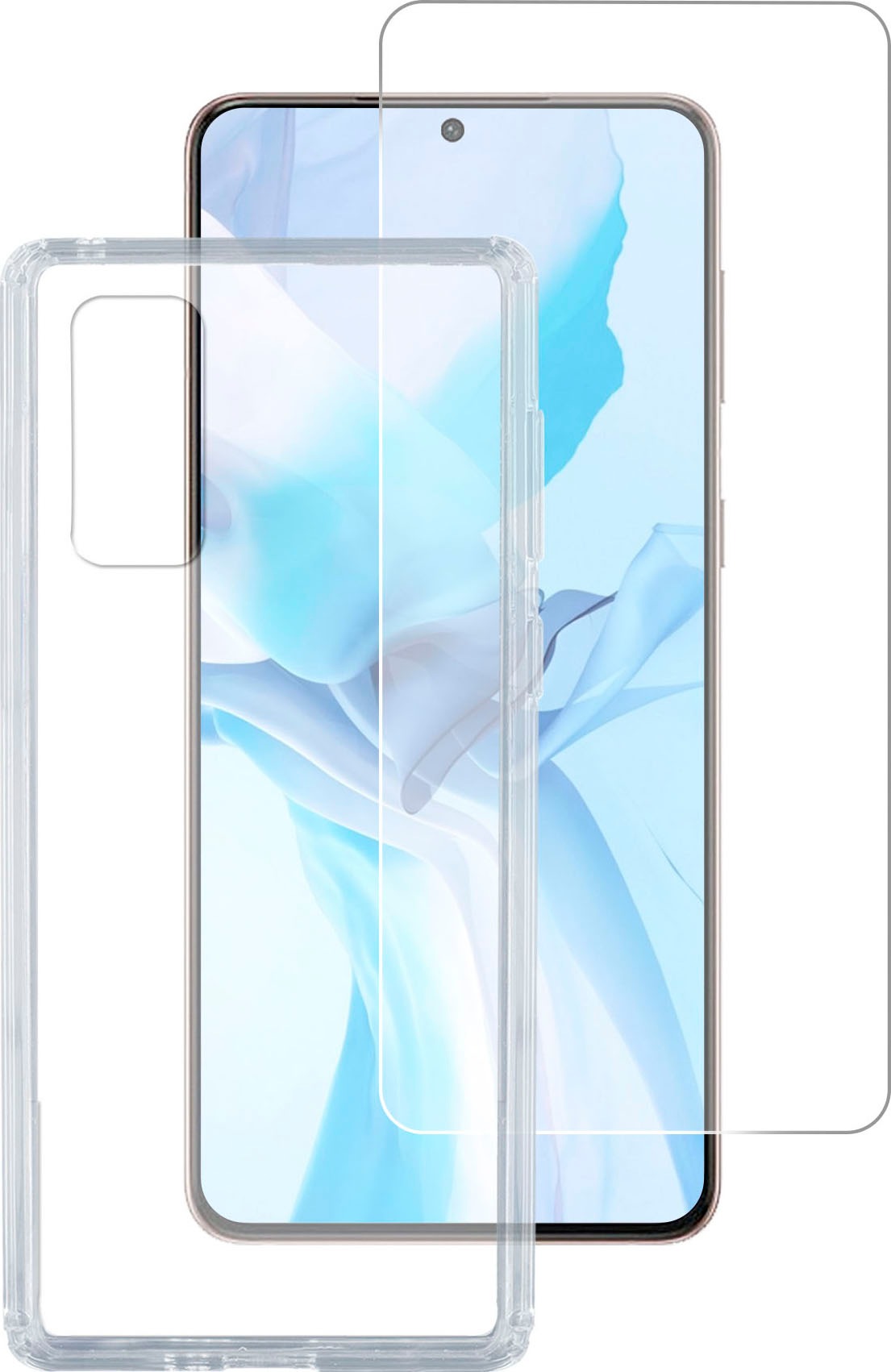 4smarts Smartphone-Hülle »360° Starter Set mit X-Pro Clear Glas mit UltraSonix, Montagerahmen und Clear Hülle für Samsung Galaxy S22«, 15,5 cm (6,1 Zoll)