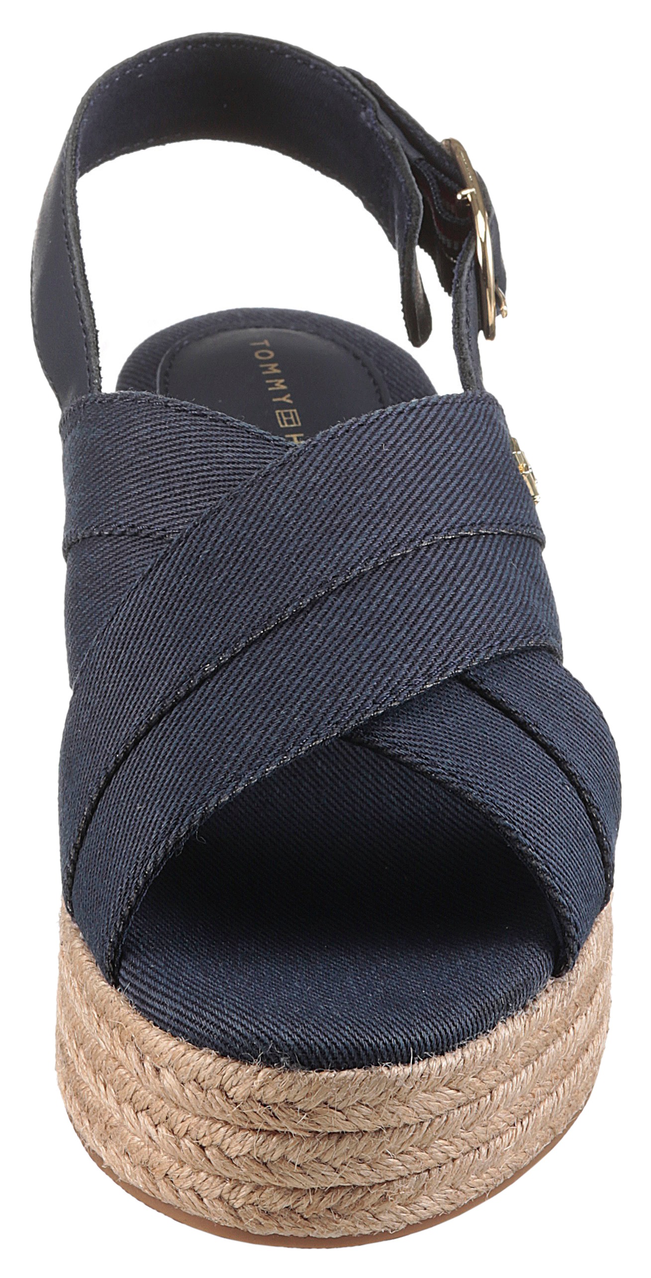 Tommy Hilfiger Keilsandalette »DENIM ESPADRILLE PLATFORM SANDAL«, Plateau, Riemchensandale, Sommerschuh mit verstellbarer Schnalle