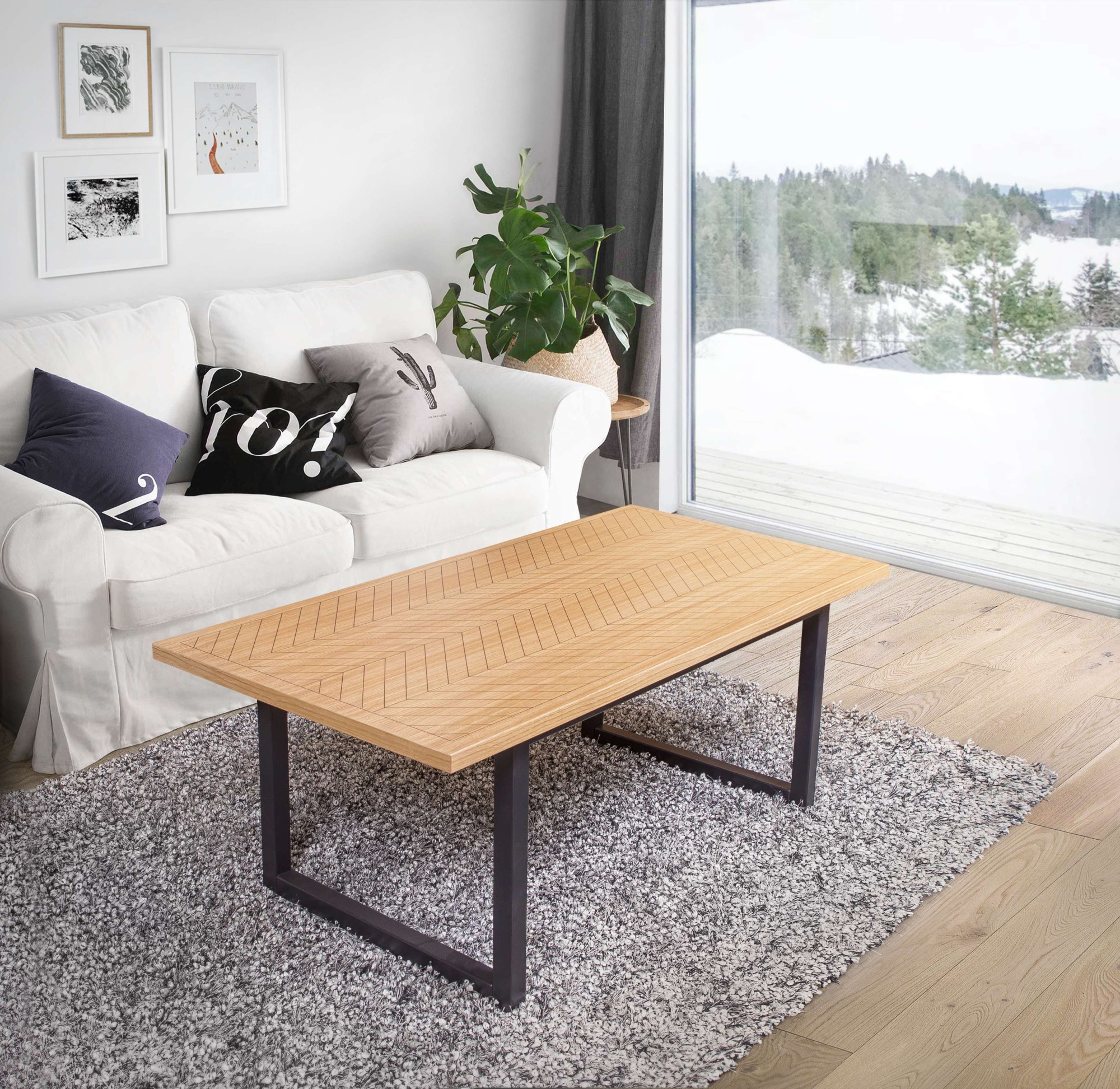 Woodman Couchtisch »Camden«, Beine aus massiver Birke, Breite 120 cm, mit einem schönen Print