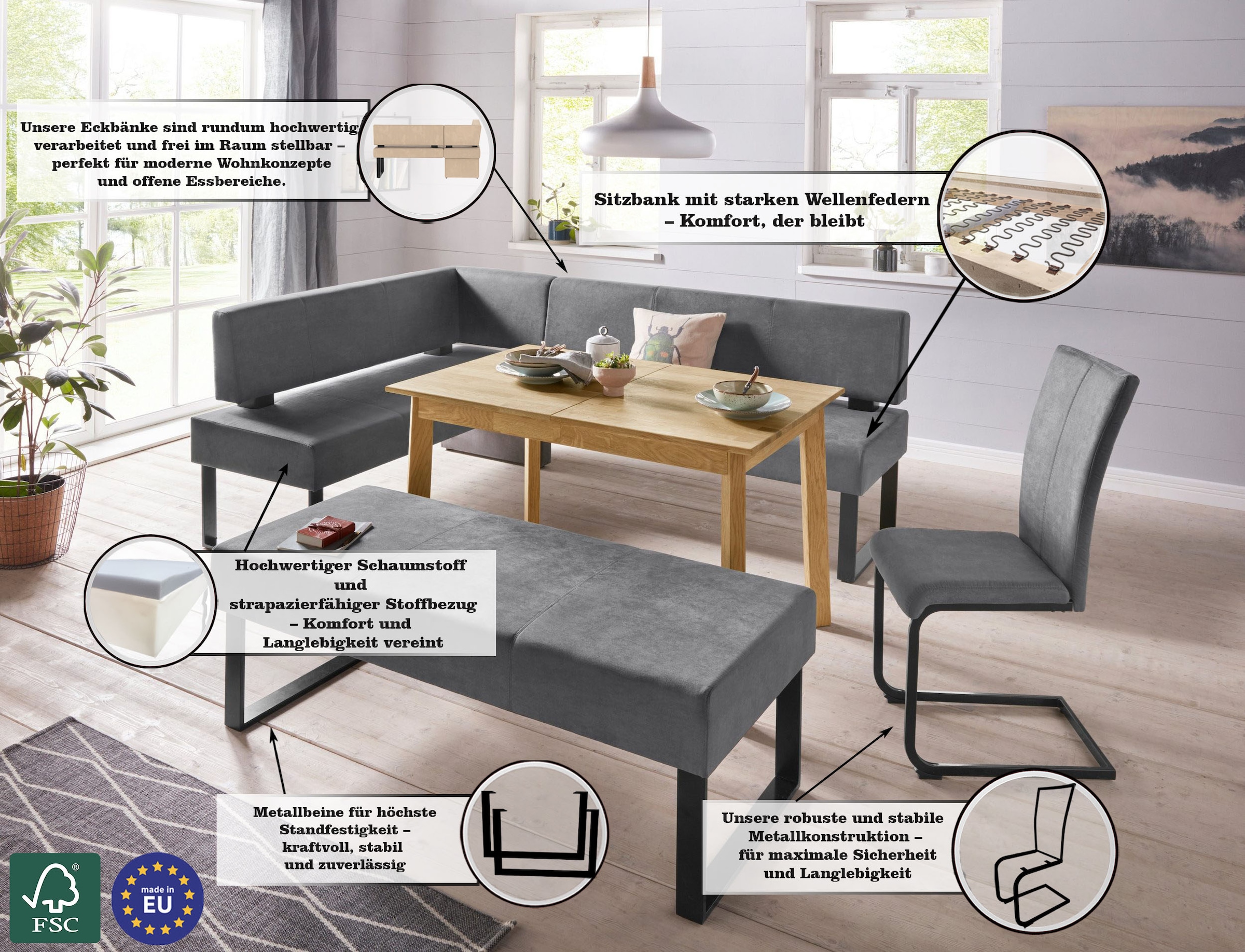 Home affaire Freischwinger »Oliver«, (Set), 2 St., Microfaser, Stuhl belastbar bis 120 Kg