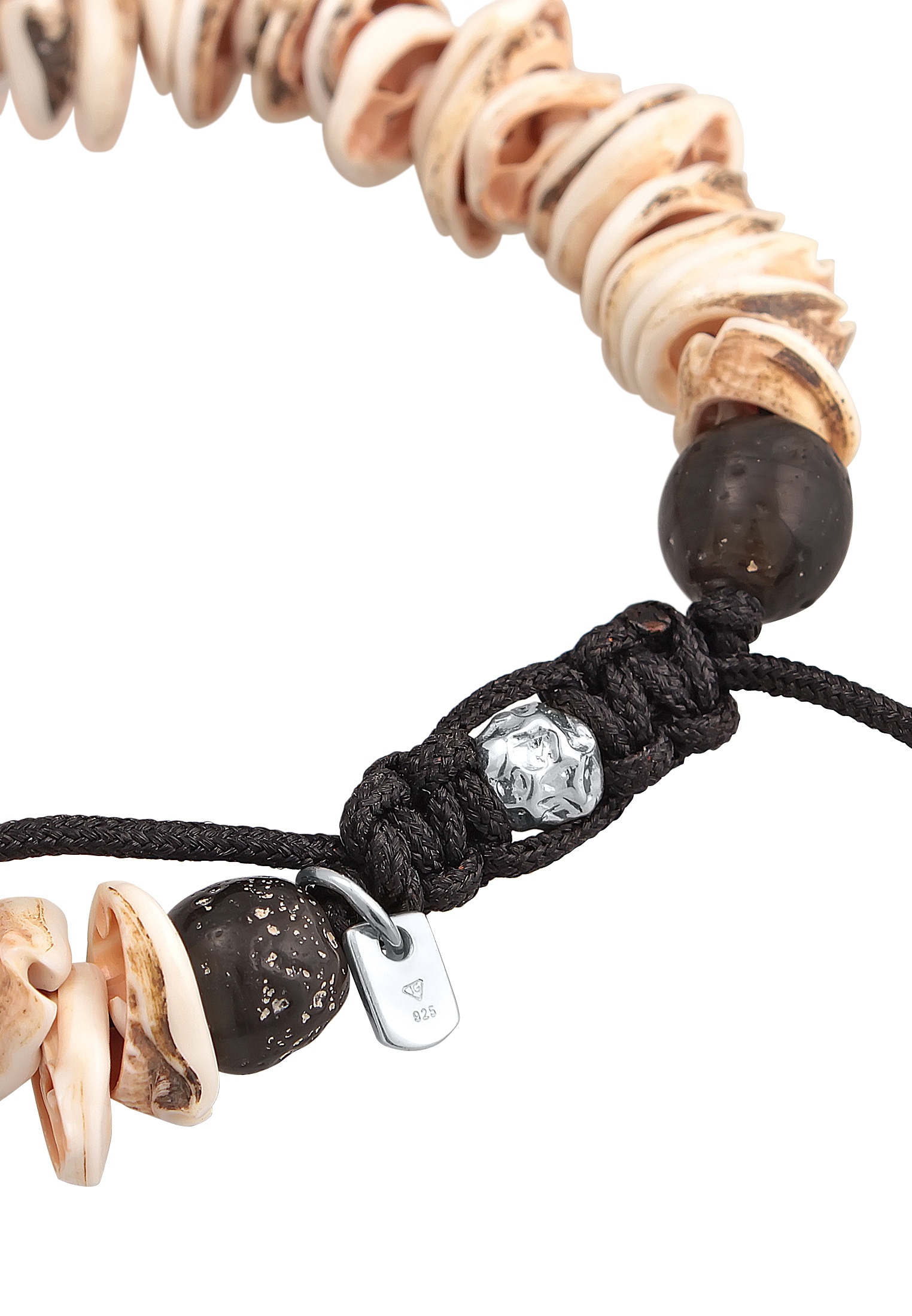 Kuzzoi Armkette »Armband Surfer Kauri Muscheln Glasperlen Nylon 925 Silber«