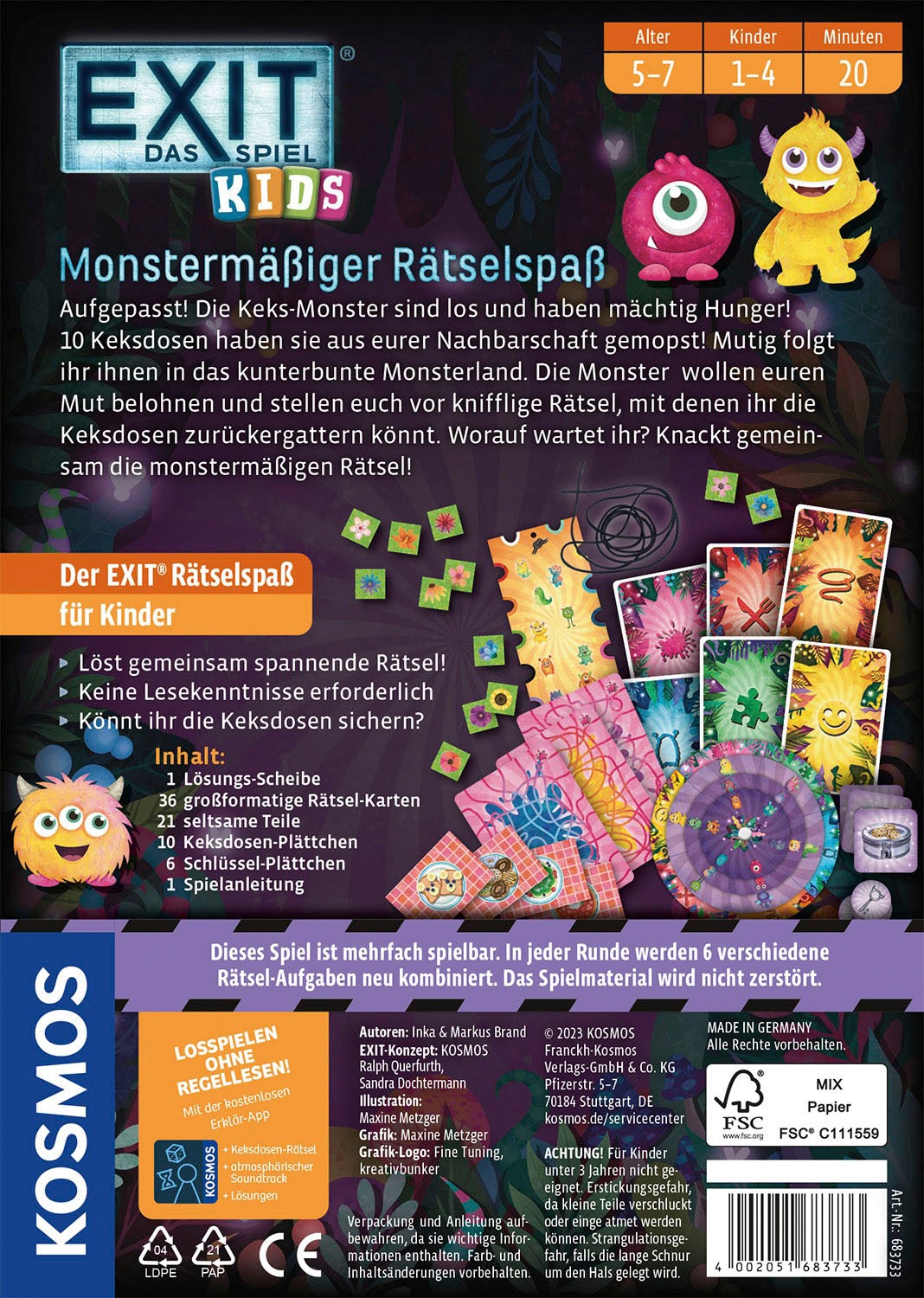 Kosmos Spiel »EXIT, Das Spiel Kids Monstermäßiger Rätselspaß«, Made in Germany