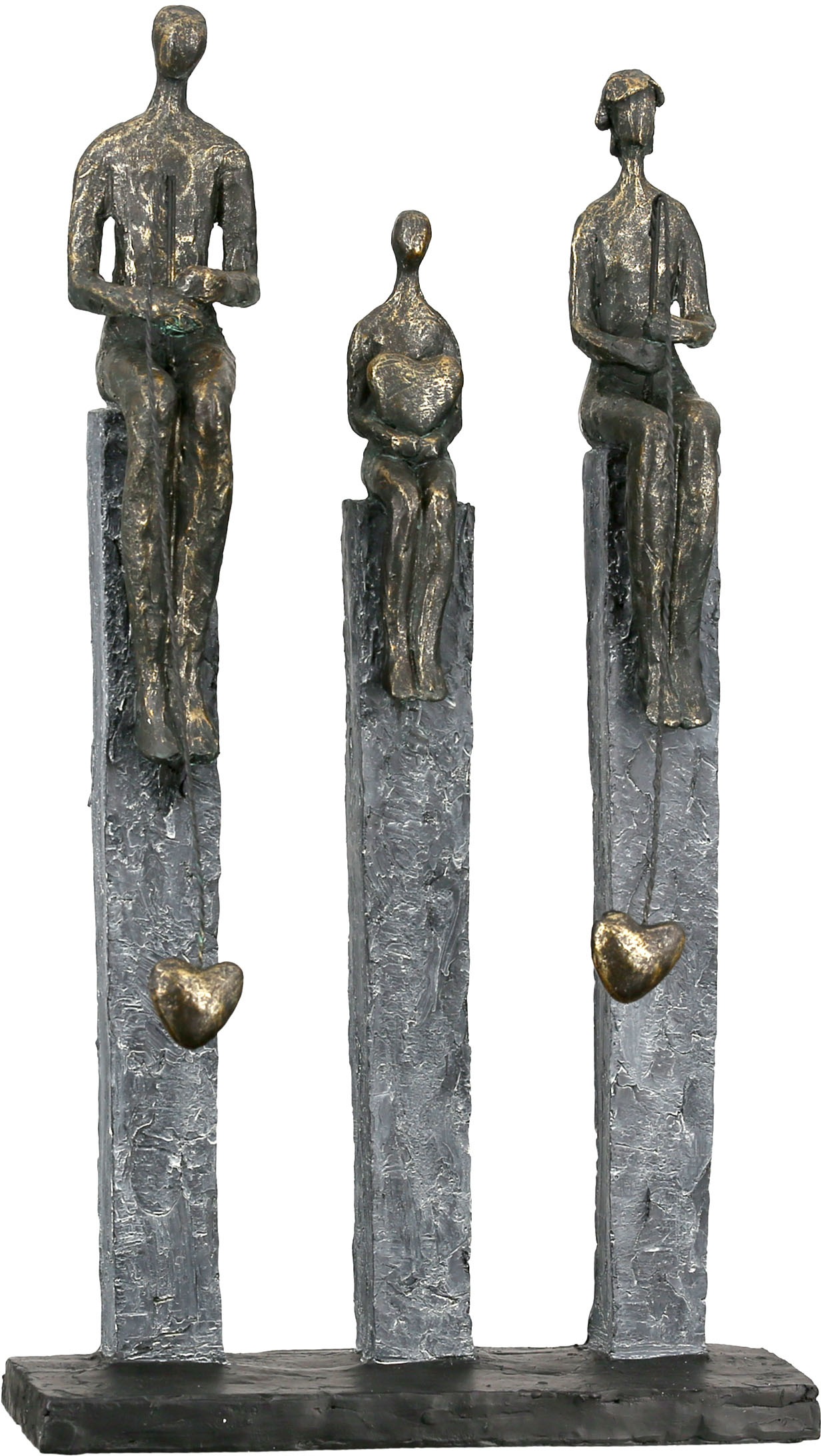Casablanca by Gilde Dekofigur »Skulptur Fishing, bronzefarben«, Dekoobjekt, Höhe 41, Angler auf Pfählen, mit Spruchanhänger, Wohnzimmer