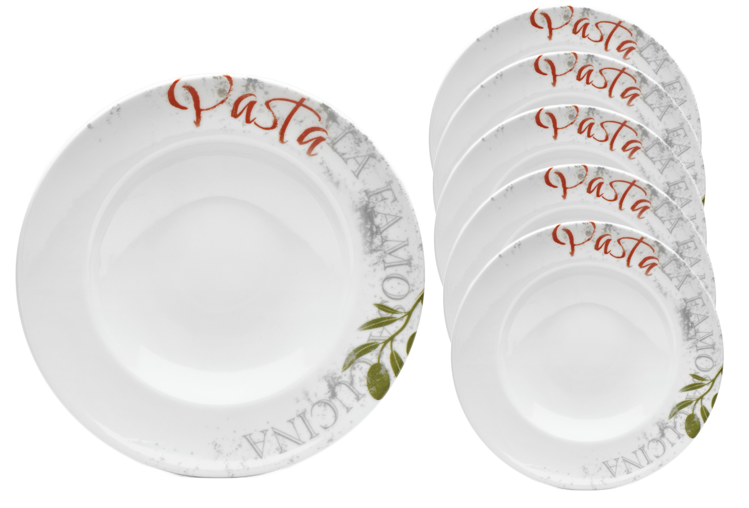 van Well Pastateller »Teller-Set Famosa, mit PIZZA Schriftzug, 6er Set, Ø 27 cm« Service, Geschirr-Set für 6 Personen