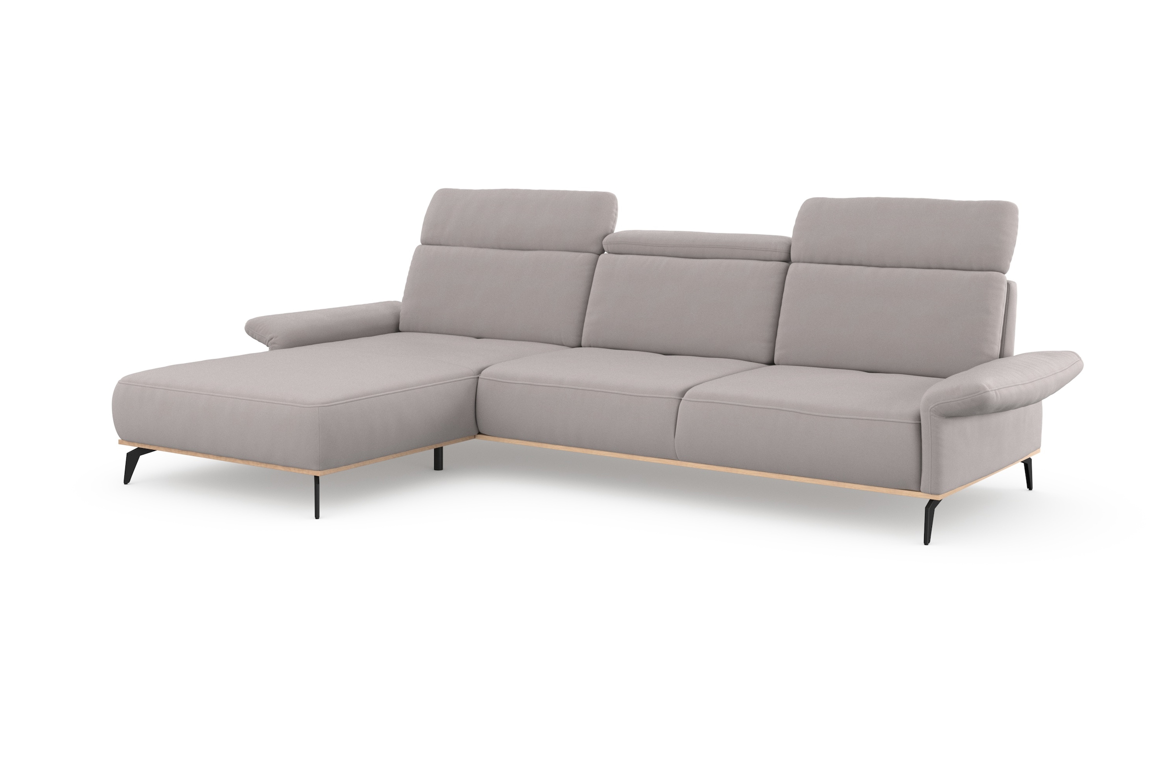 Places of Style Ecksofa »Fjord L-Form«, massiv, wahlweise mit Armlehnfunktion, Kopf- Sitztiefenverstellung