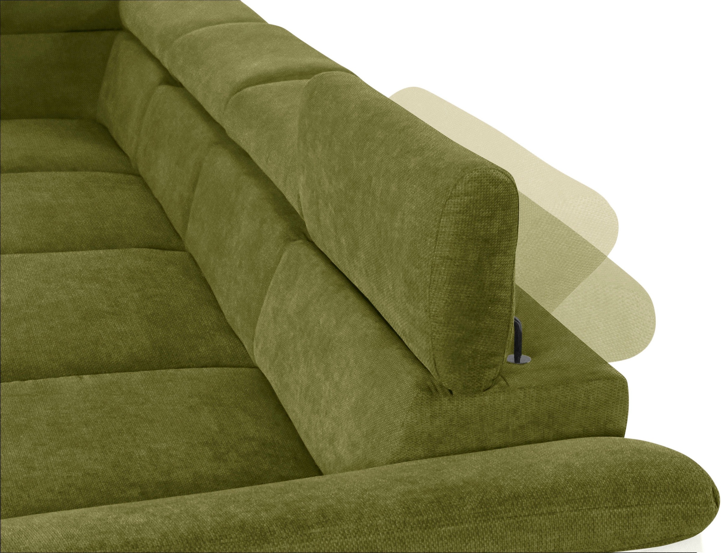 COTTA Polstergarnitur »Komaris U-Form«, (Set), Set bestehend aus: Wohnlandschaft mit Kopfteilverstellung & Hocker