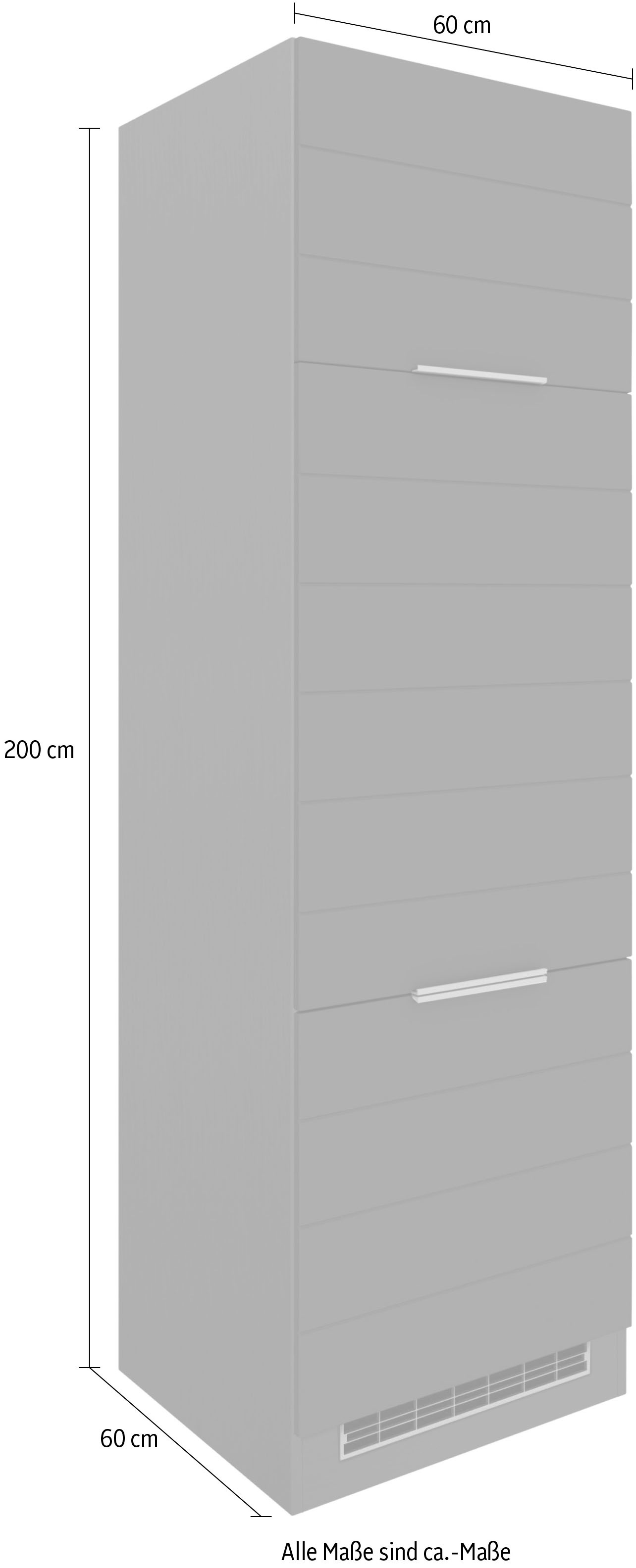KOCHSTATION Kühlumbauschrank »KS-Luhe«, 60 cm breit, hochwertige MDF-Fronten mit waagerechter Lisene