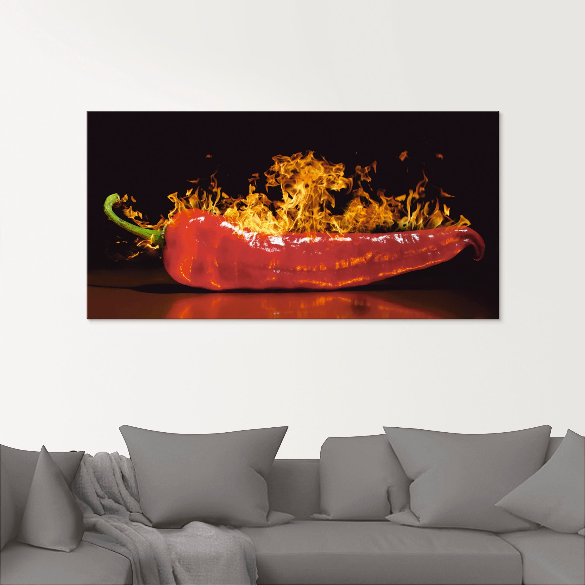 Artland Glasbild »Roter scharfer Chilipfeffer«, Lebensmittel, (3 St.), in verschiedenen Größen
