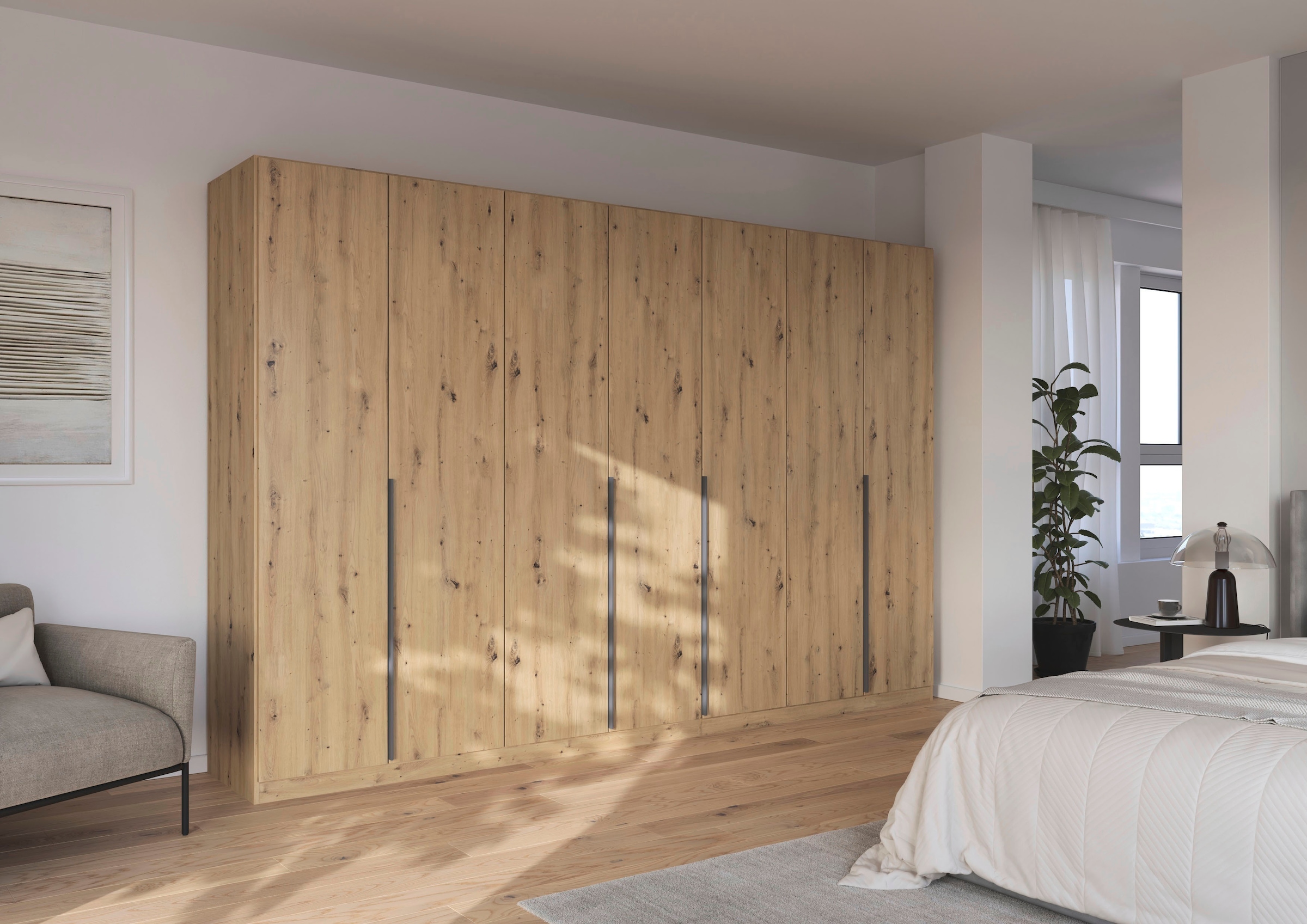 rauch Drehtürenschrank »Kleiderschrank Schrank Garderobe AGORDO TOPSELLER Schlafzimmer«, (in zwei Griff-Farben, Breiten 91-360 cm, Dekor- oder Hochglanzfront), durchdachte Innenausstattung, in 7 Breiten und 2 Höhen MADE IN GERMANY