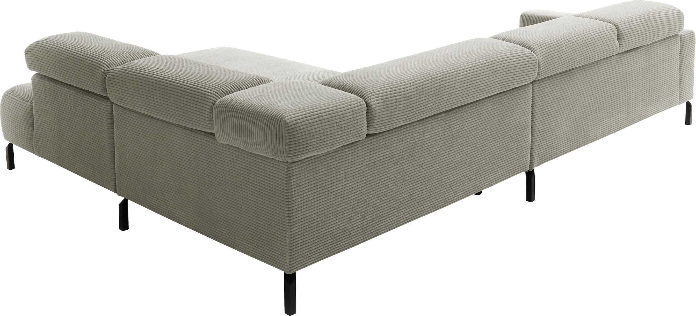 Places of Style Ecksofa »Antonelli, L-Form, inkl. Kopfteilverstellung, Breite 312 cm«, mit elektrischer Sitztiefenverstellung, in Cord, stone