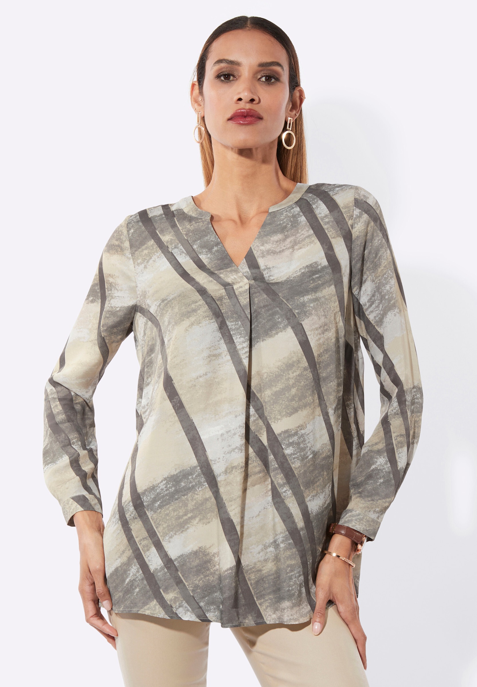 creation L Longbluse »Tunika Langarmbluse mit Knopfmanschetten«