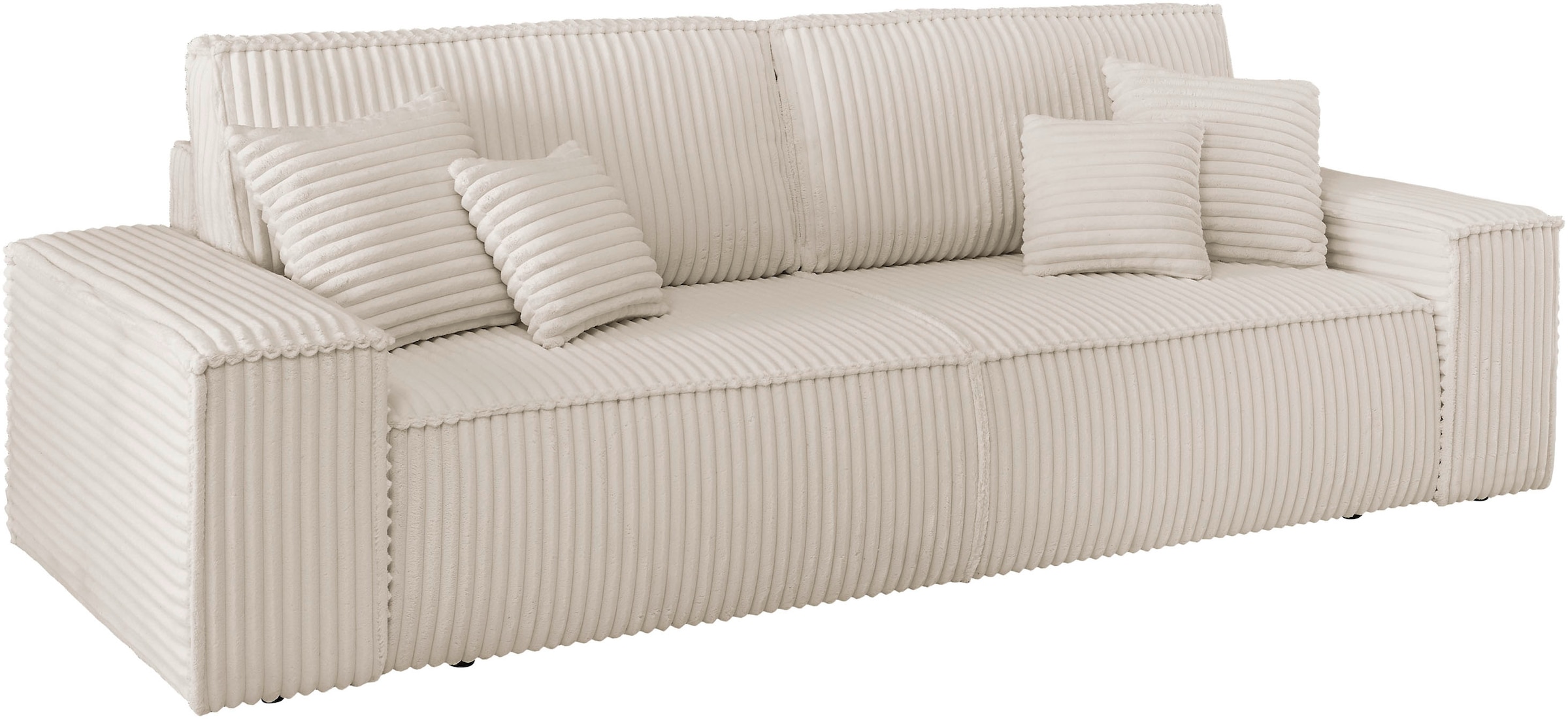 andas 3-Sitzer »FINNLEY Schlafsofa 257 cm, Schlaffunktion mit Bettkasten (200/136cm)«, in Aqua Clean-Bouclé, Struktur fein u. Cord