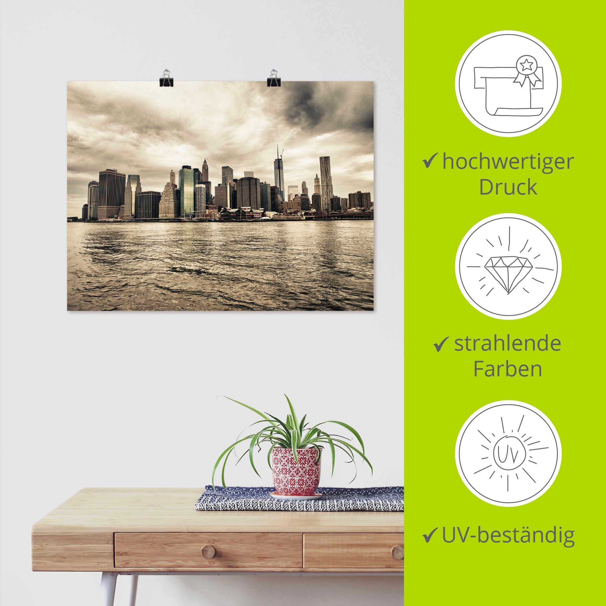 Artland Wandbild »Lower Manhattan Skyline«, Amerika, (1 St.), als Leinwandbild, Poster in verschied. Größen