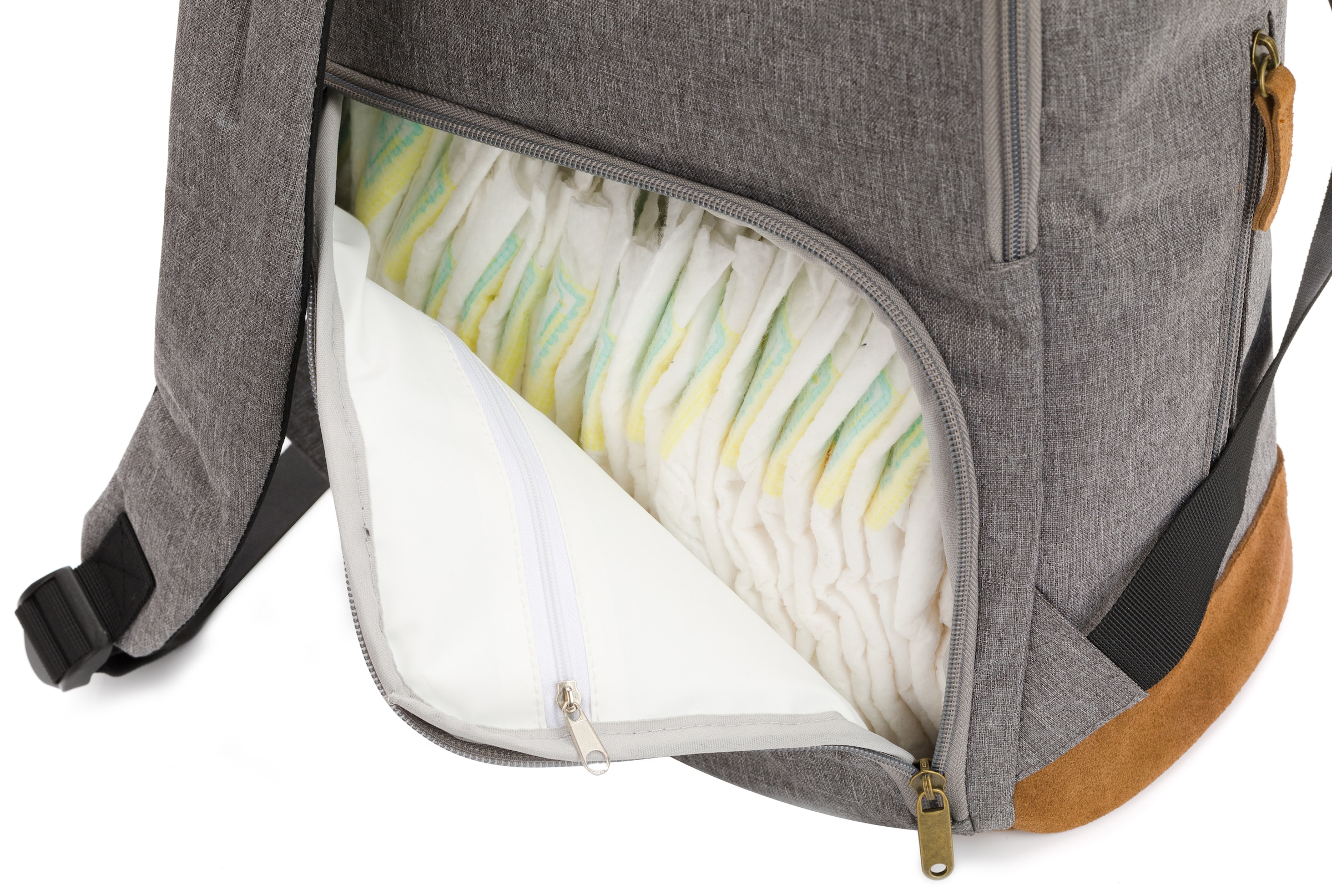 Fillikid Wickelrucksack »Rolltop Berlin, grau melange«, Reflektoren, inkl. Wickeltunterlage