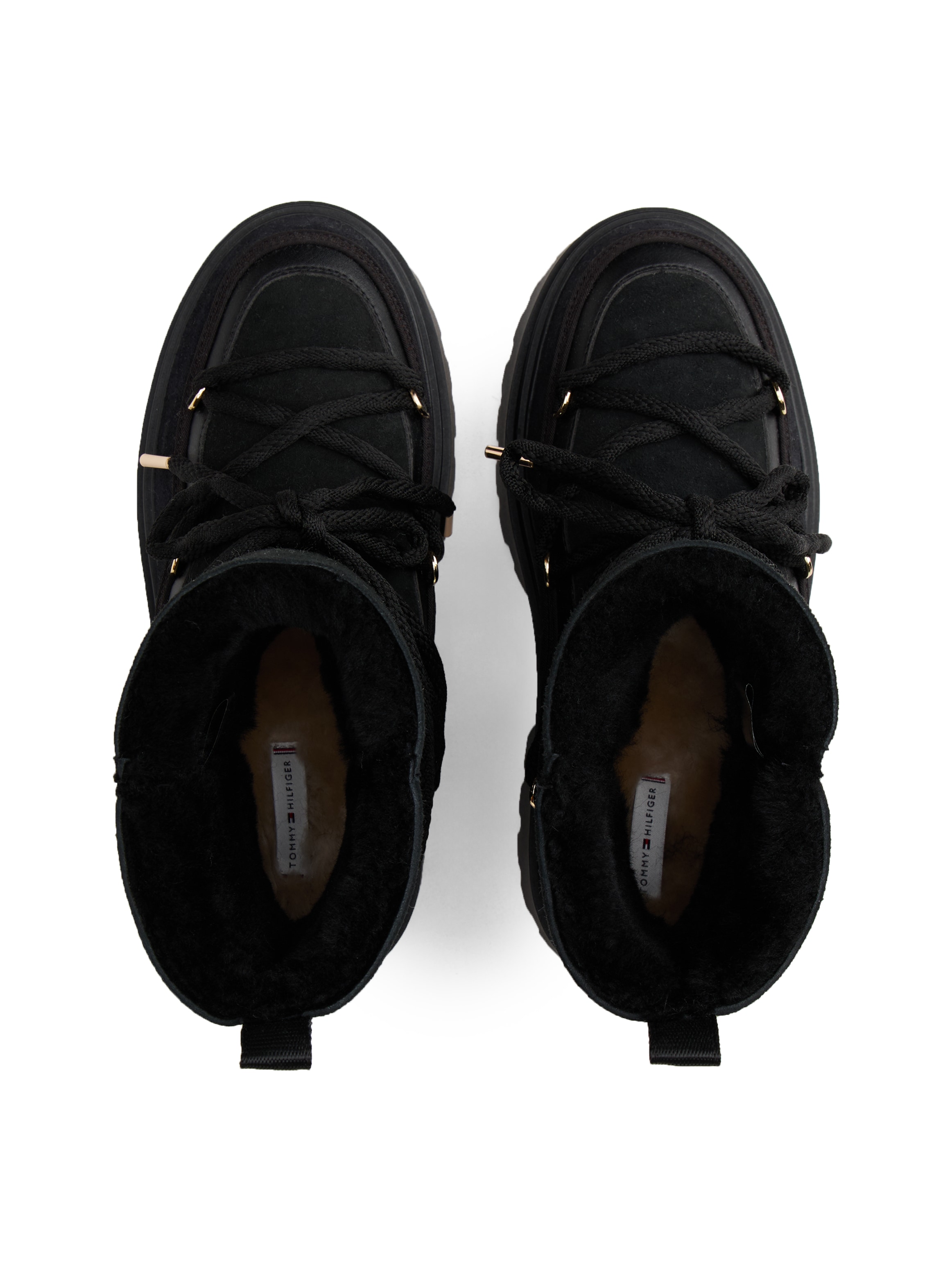 Tommy Hilfiger Winterboots »REAL SHEARLING LACEUP SNOWBOOT«  , Blockabsatz, Plateau, Schnürboots mit aufgesetzter Schnürung