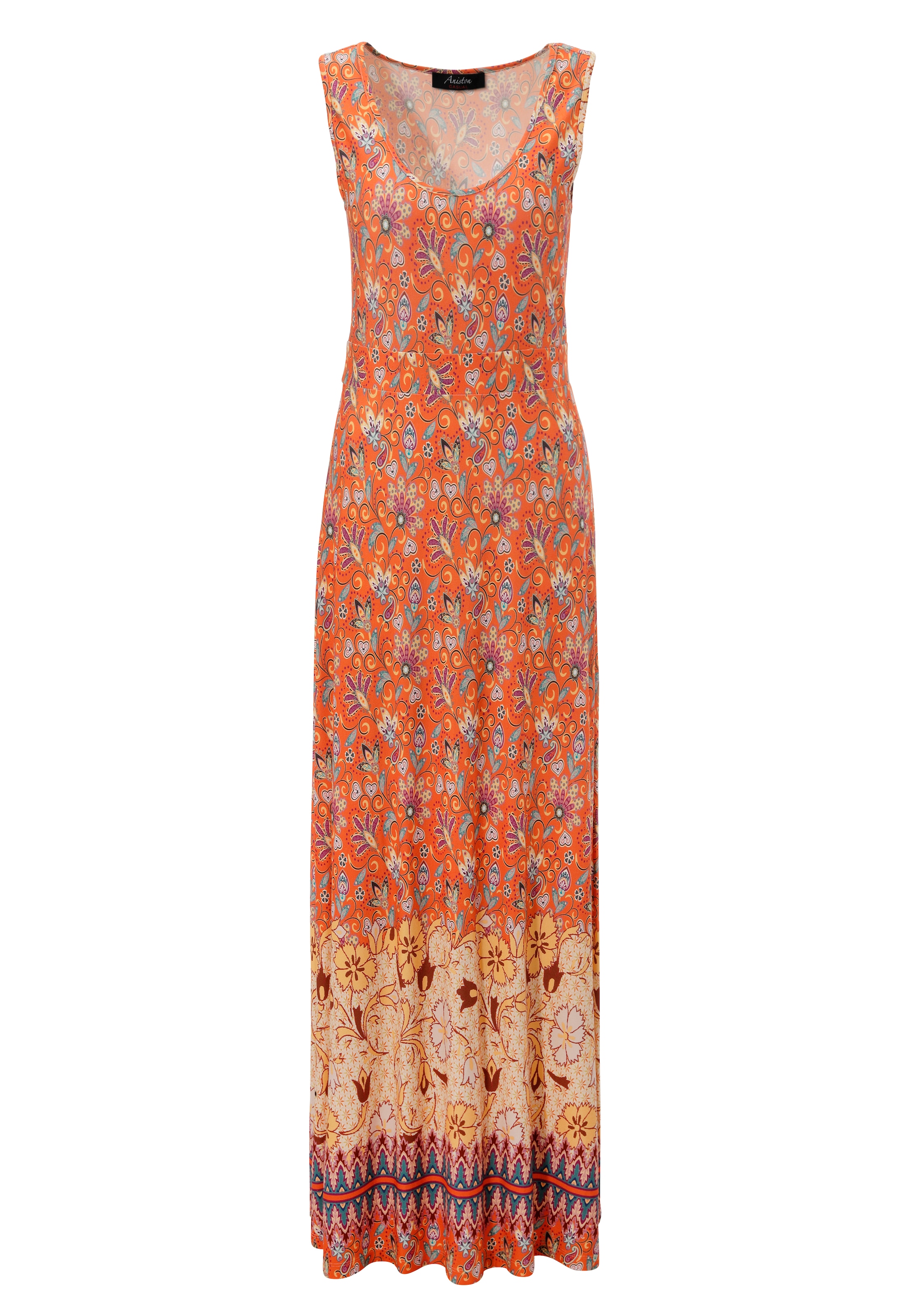 Aniston CASUAL Sommerkleid, mit farbharmonischem Blumendruck und Bordüre am Saum - NEUE KOLLEKTION
