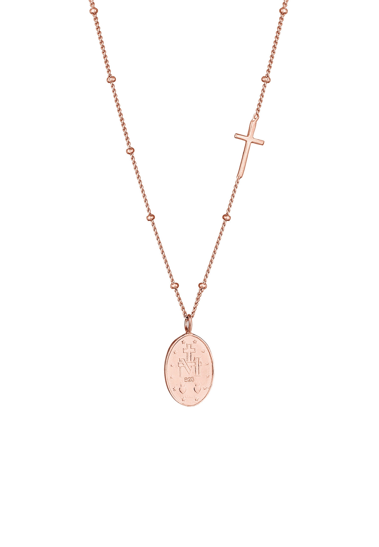 Elli Kette mit Anhänger »Halskette Kugelkette Kreuz Marienbild 925 Sterling Silber«