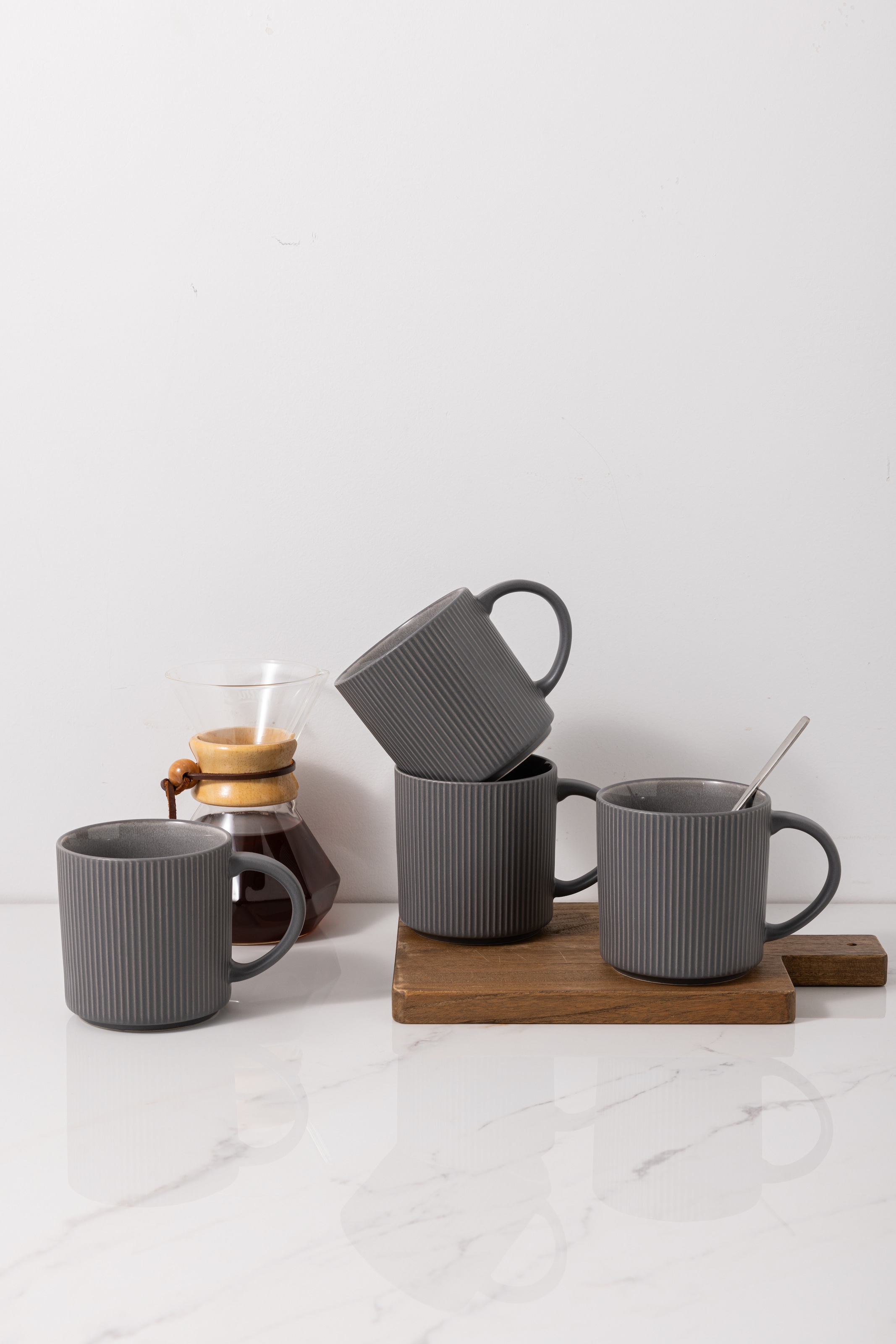 OTTO home Becher »Kaffeebecher Ylvii, 6er Set« Riffeloptik, spülmaschinenfest und mikrowellengeeignet, 460 ml