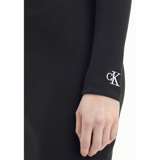 »SQUARE Shop RIB DRESS«, NECK mit Monogramm-Stickerei kaufen Online Calvin Klein Jeans Jeans Jerseykleid im Klein OTTO Calvin